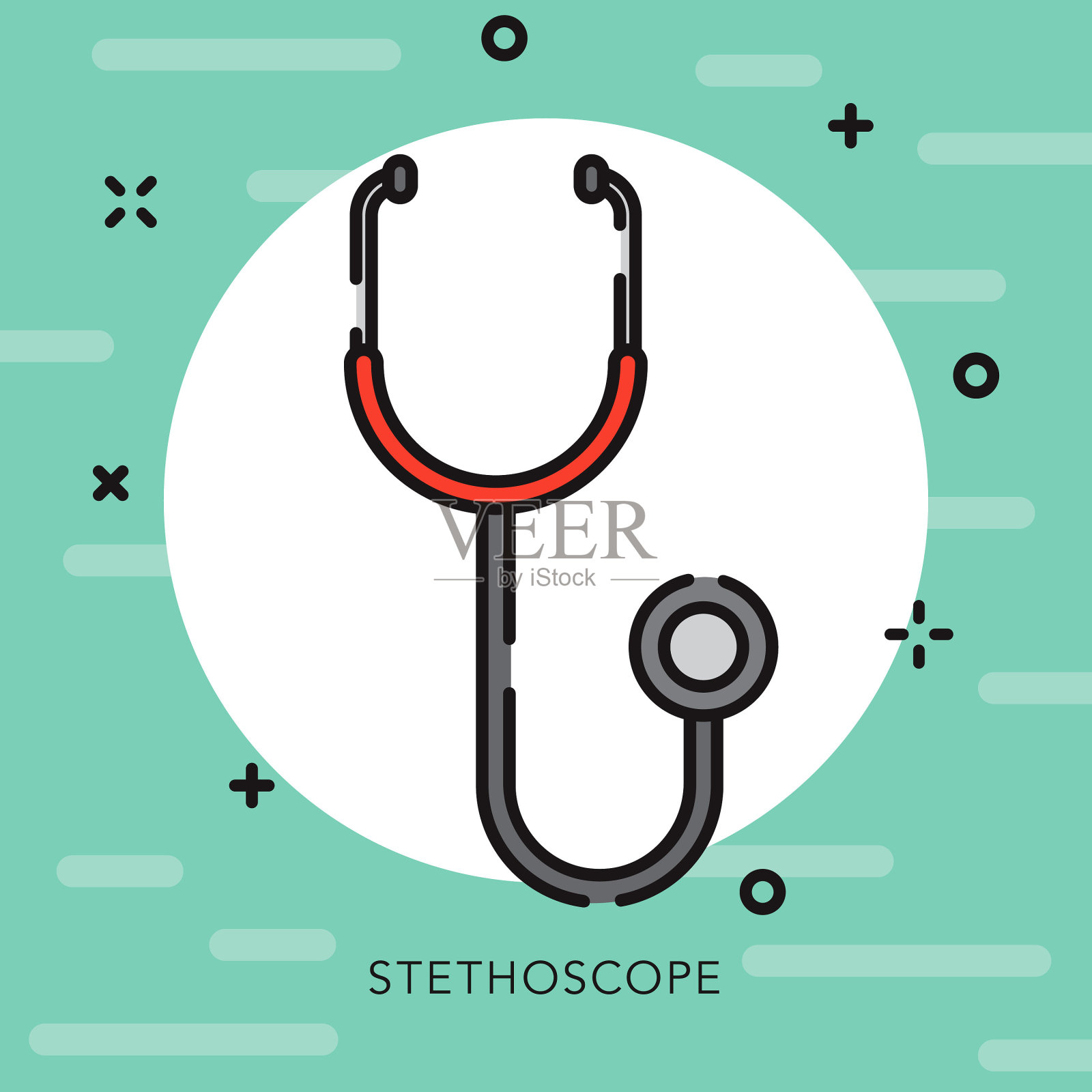 听诊器开放大纲医疗保健和医学图标插画图片素材