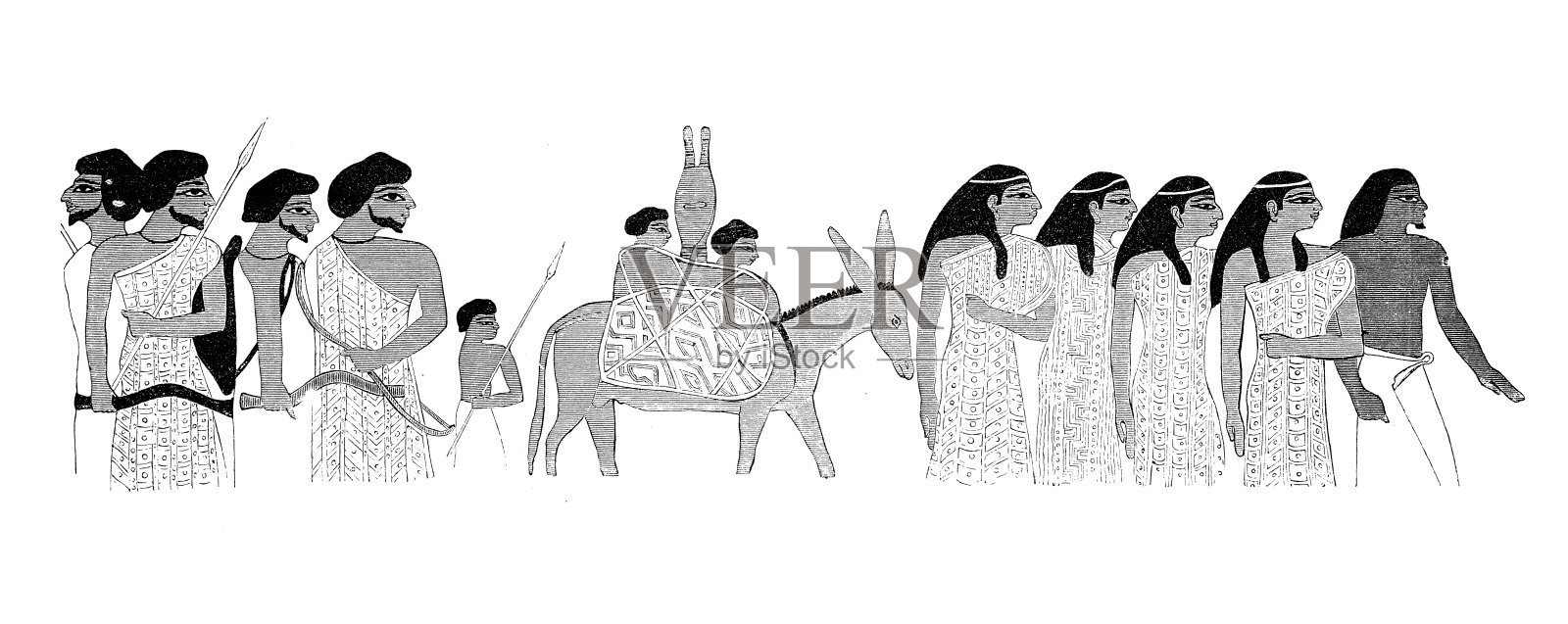 古董插图，民族志和土著文化:阿拉伯和中东，埃及绘画插画图片素材