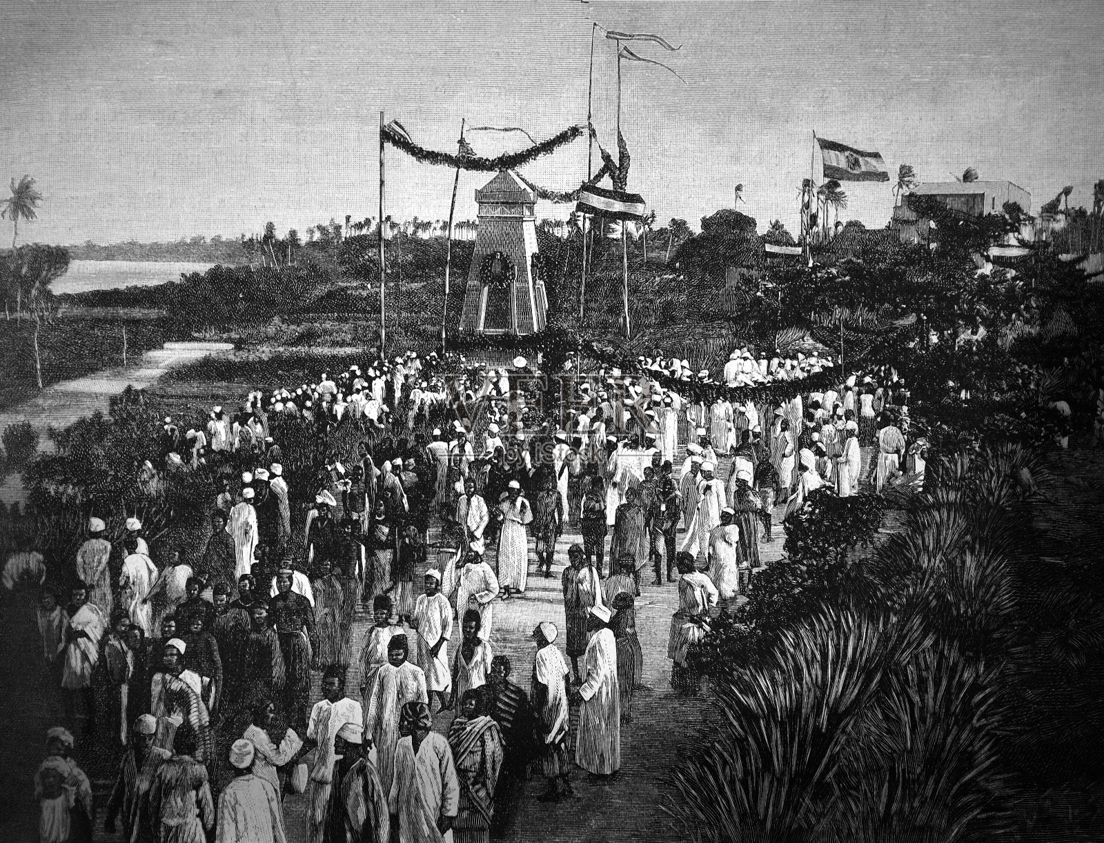 阿拉伯宗教游行——1895年插画图片素材