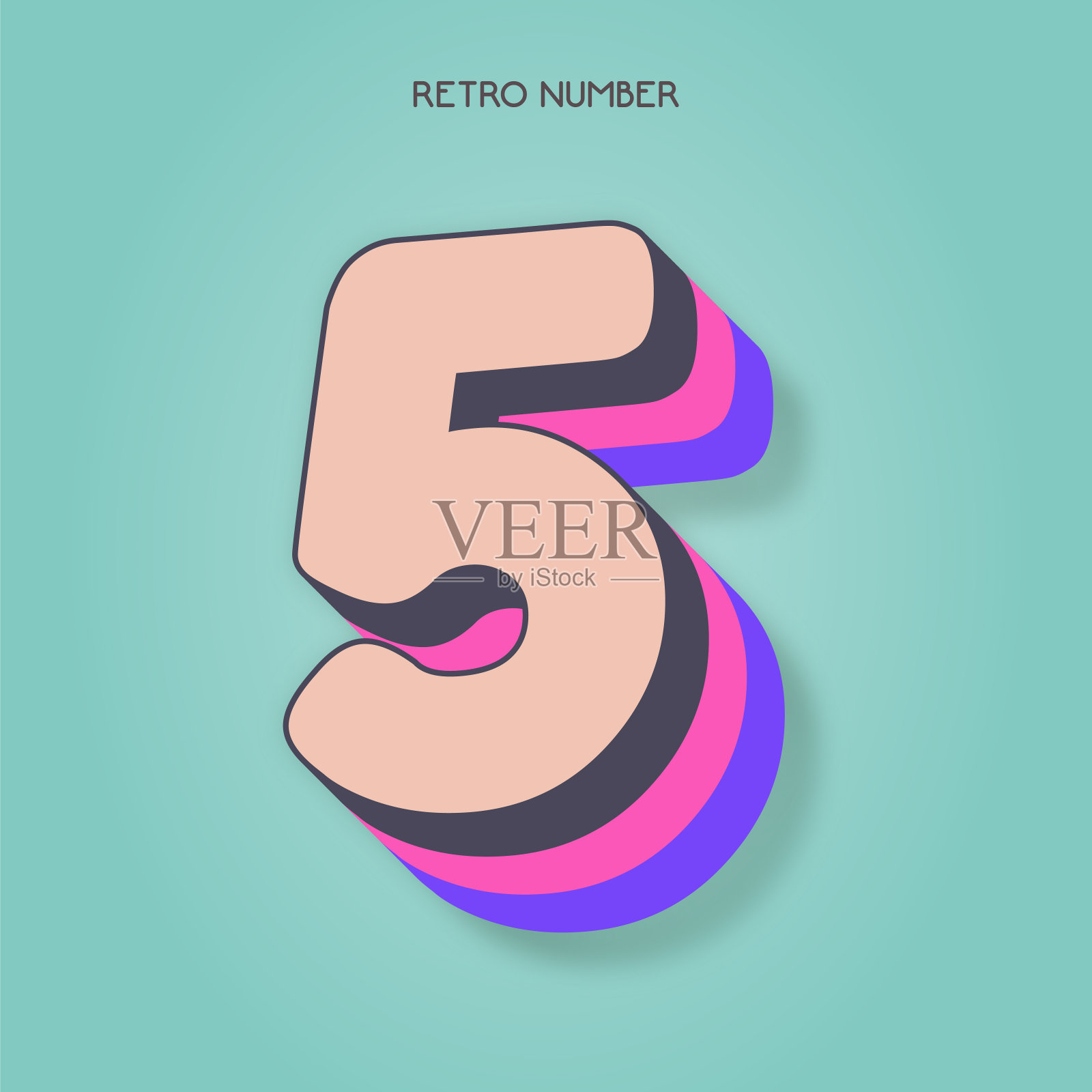 5号。复古风格的字母股票插图。邀请或贺卡矢量股票插图插画图片素材