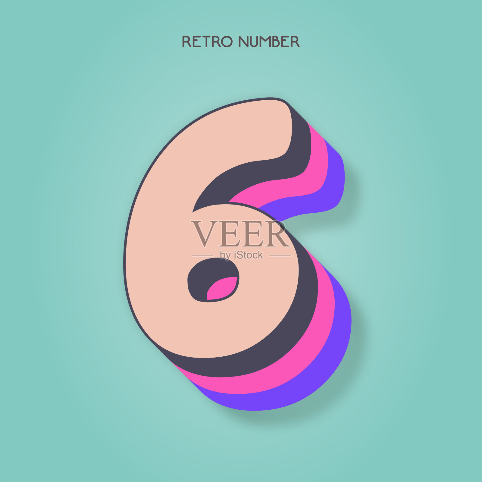 6号。复古风格的字母股票插图。邀请或贺卡矢量股票插图插画图片素材