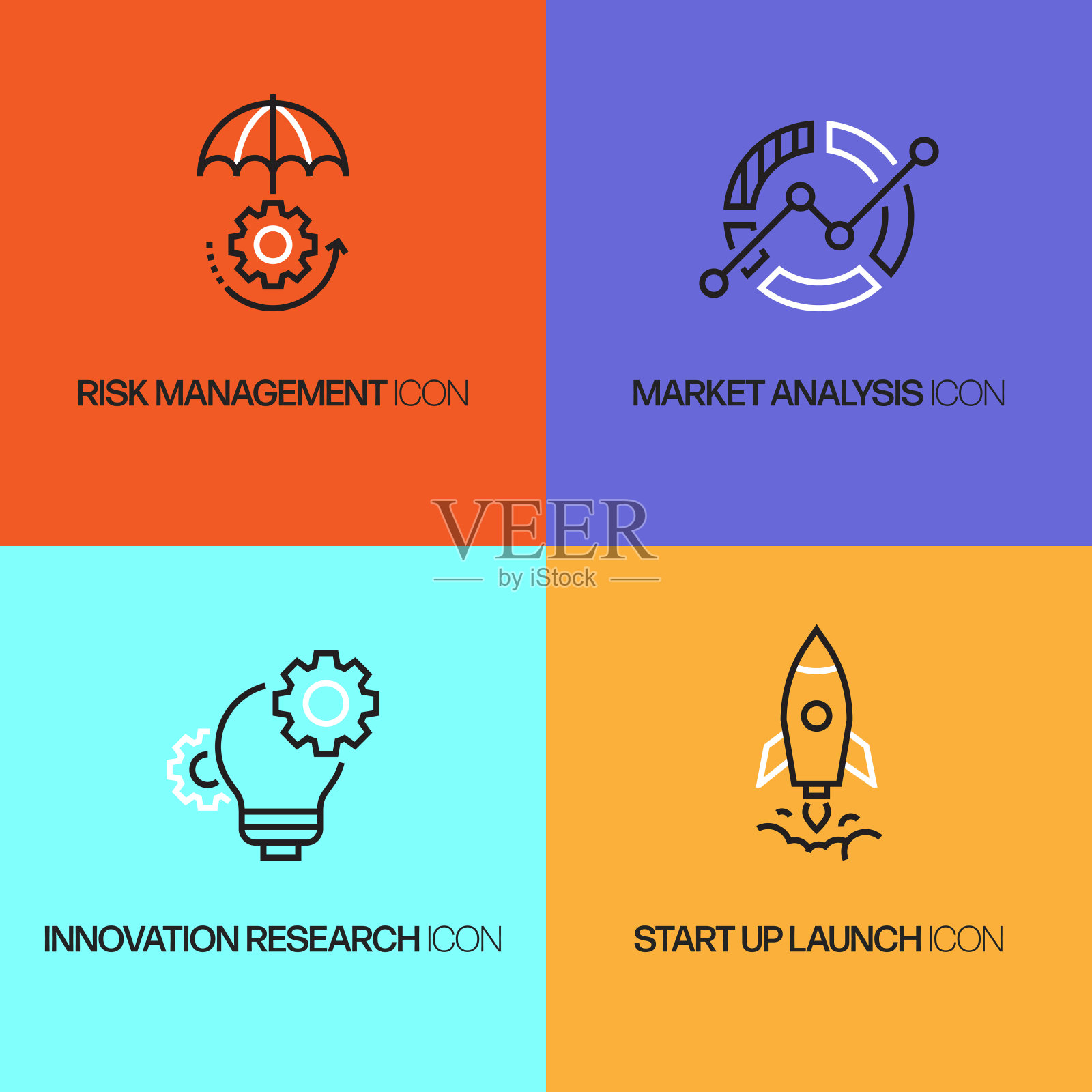 现代业务相关线图标。向量符号说明。插画图片素材