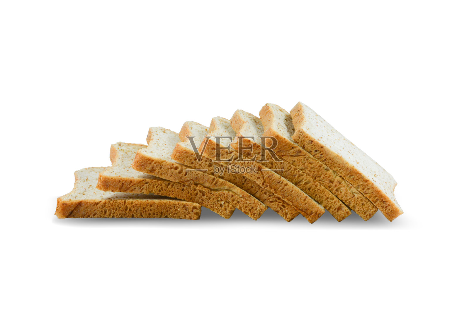 全麦面包被隔离在白色背景上。照片摄影图片