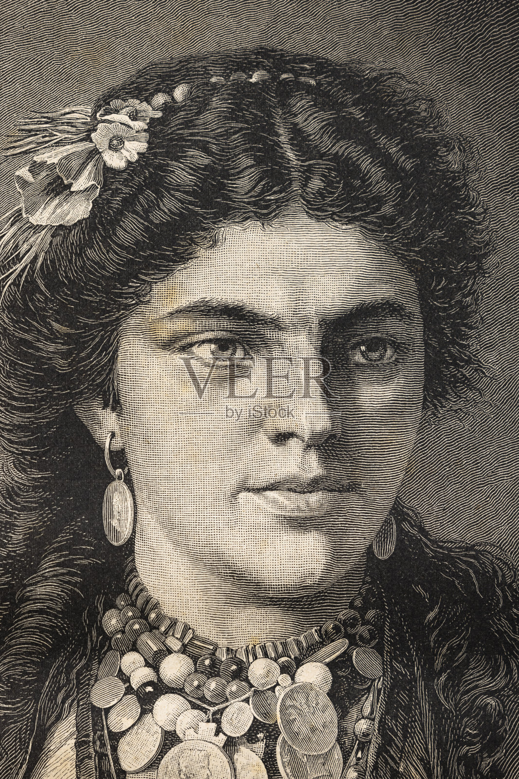 吉普赛罗姆妇女肖像1881年插画图片素材