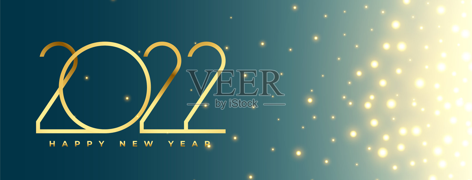 新年快乐2022闪闪金光的文字祝福插画图片素材