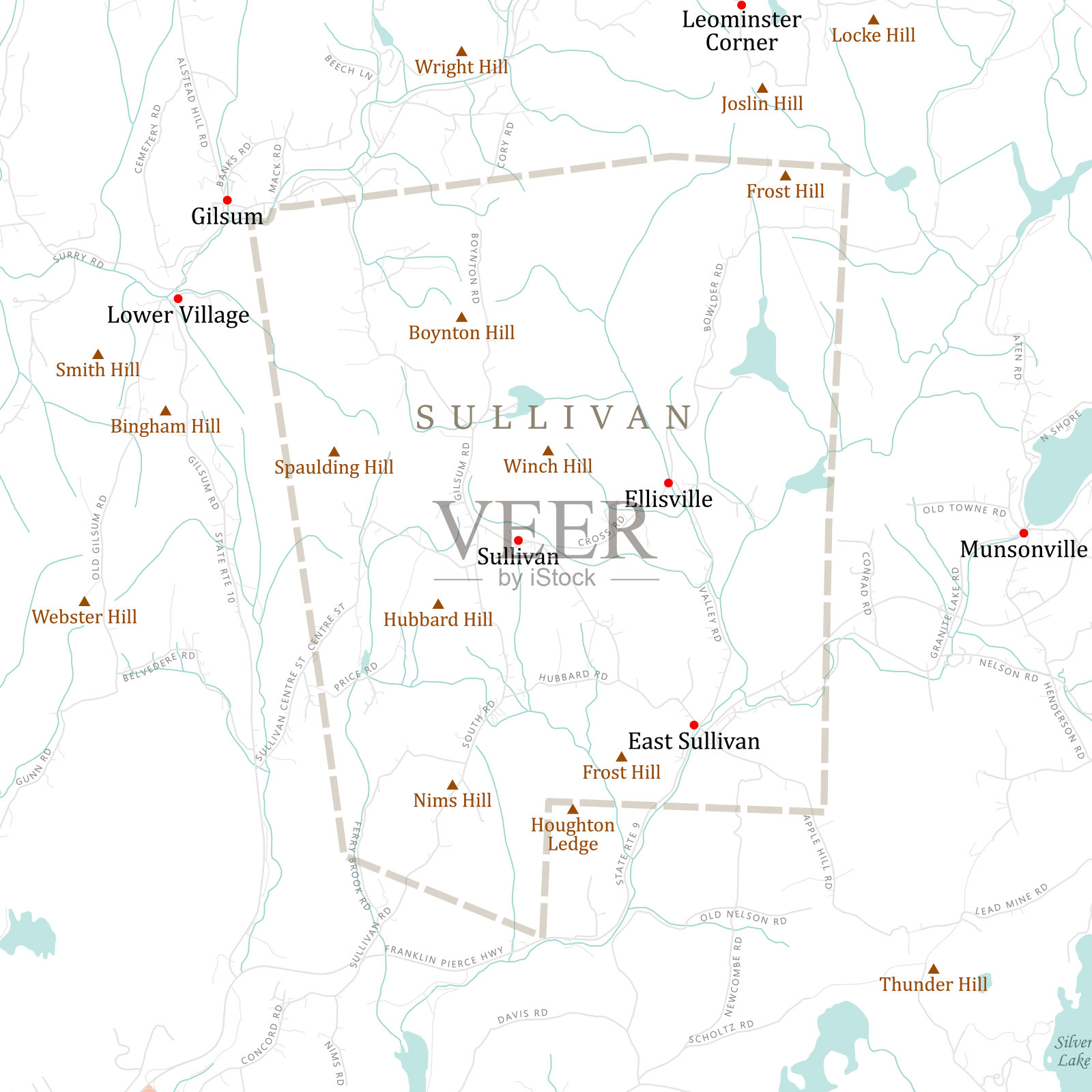 NH柴郡沙利文矢量路线图插画图片素材