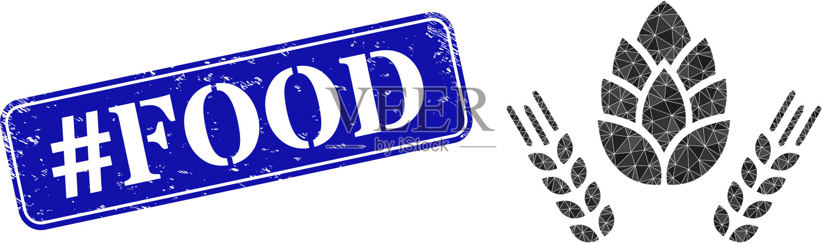 遇险标签，粮票，印章，大麦和啤酒花插画图片素材