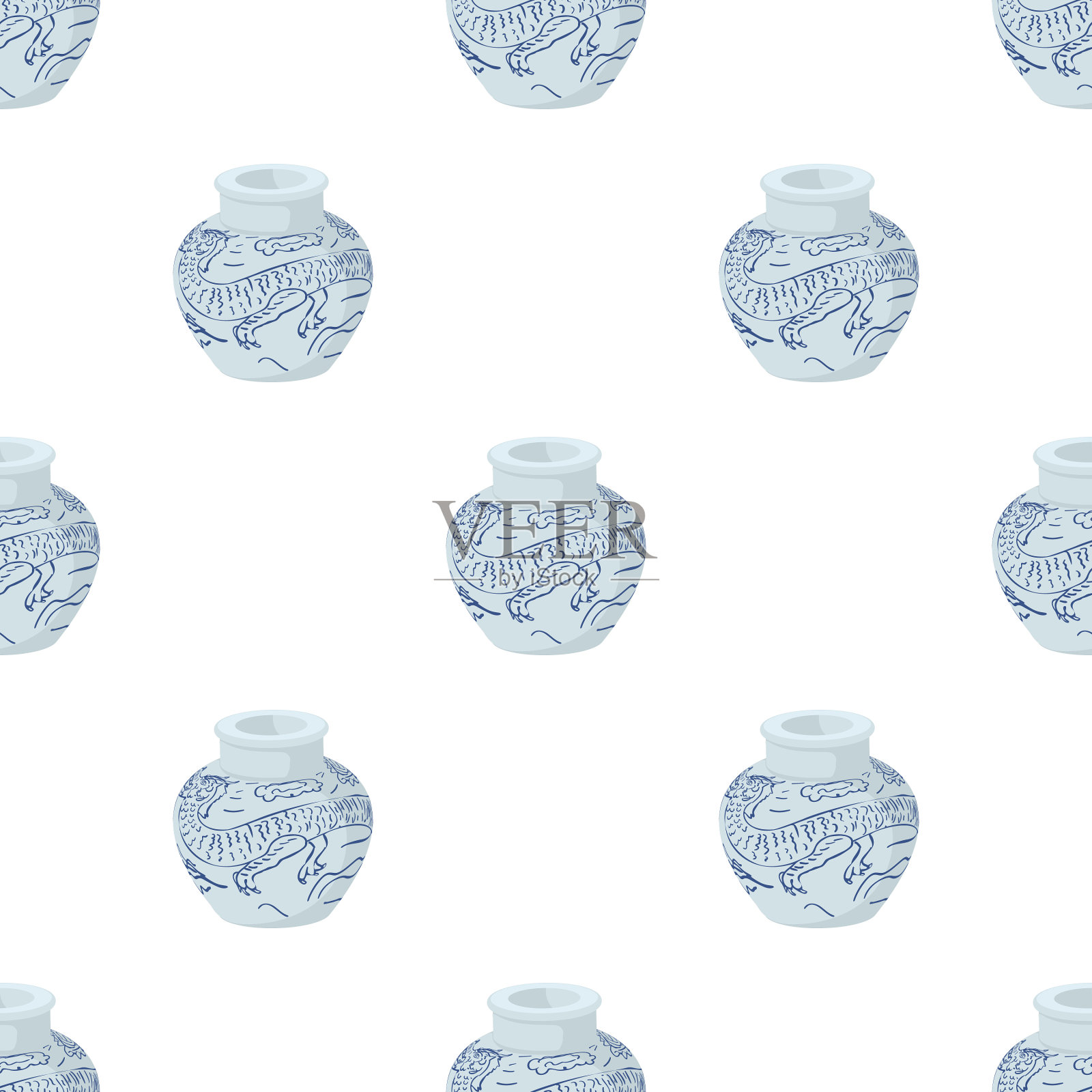 中国花瓶图案无缝插画图片素材