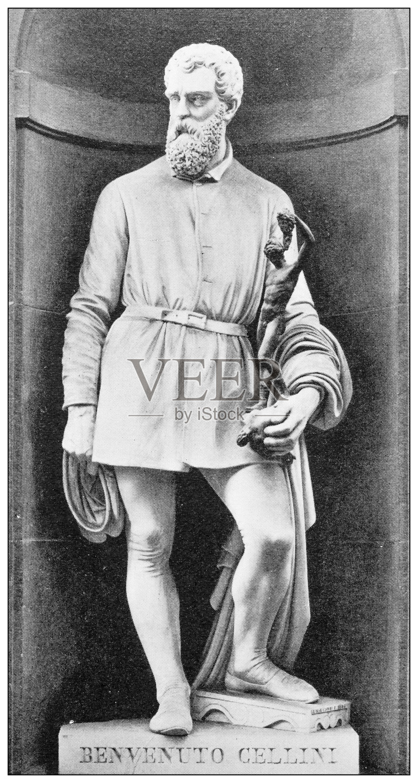 佛罗伦萨和托斯卡纳的古董旅行照片:班维努托·切利尼雕像插画图片素材