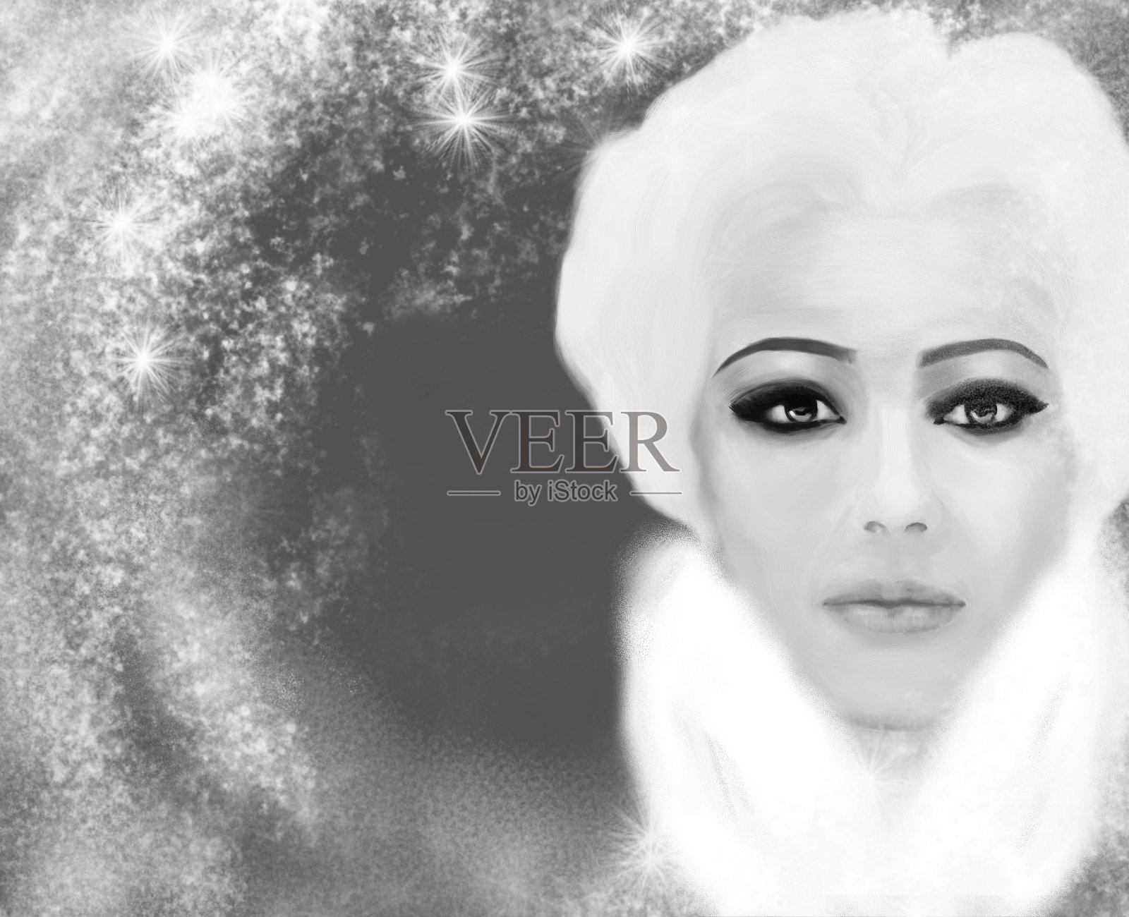 一个金发女人的肖像插画图片素材