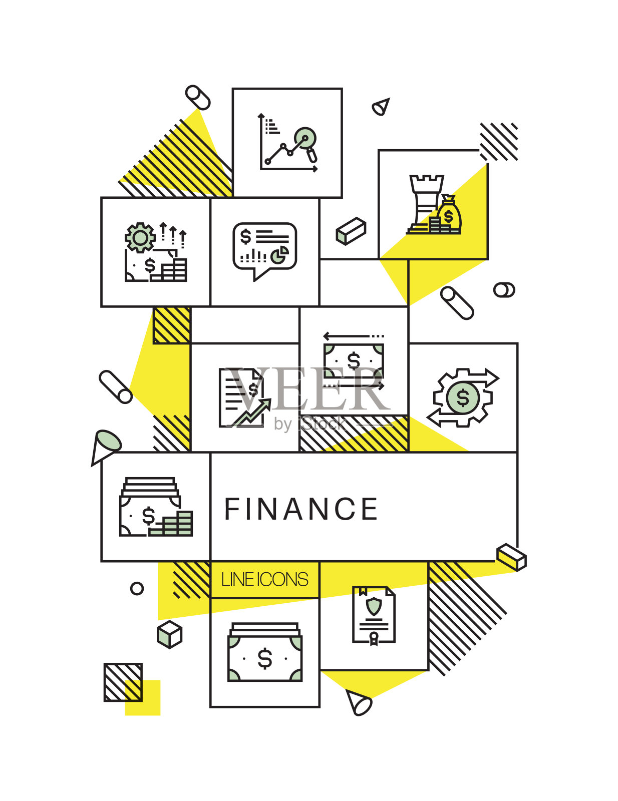 金融相关的现代线条风格矢量插图插画图片素材