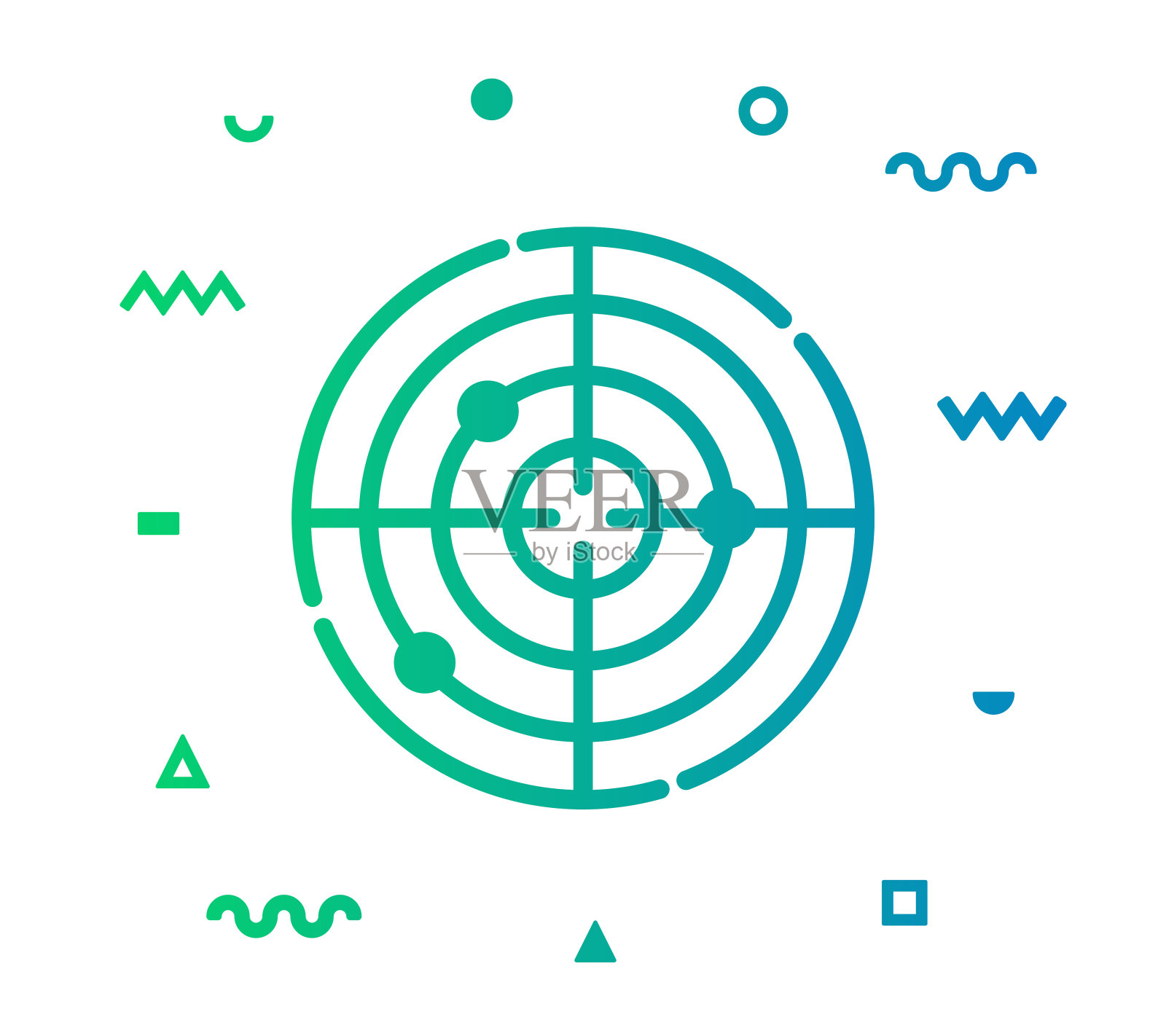 雷达线风格图标设计插画图片素材