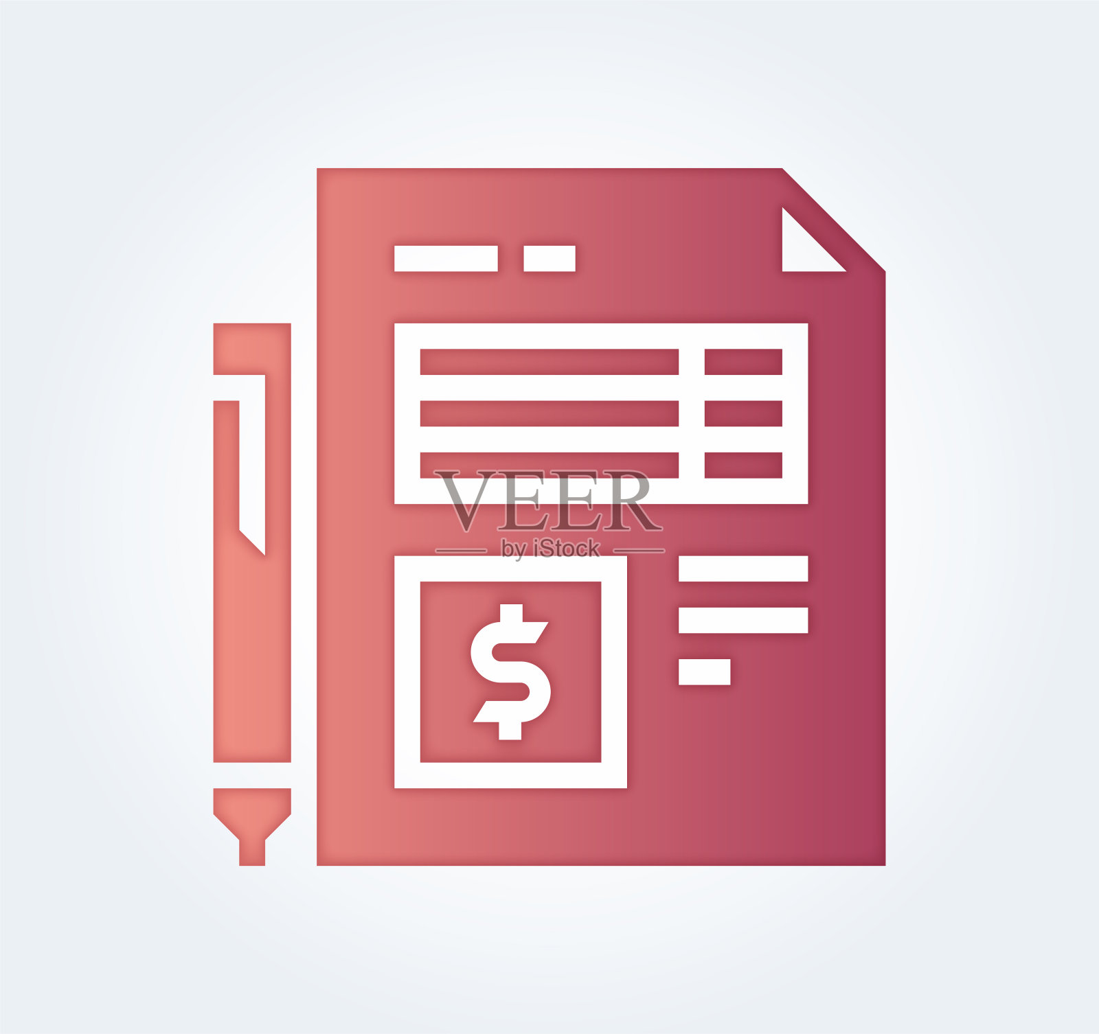 预算合并梯度颜色剪纸图标设计插画图片素材