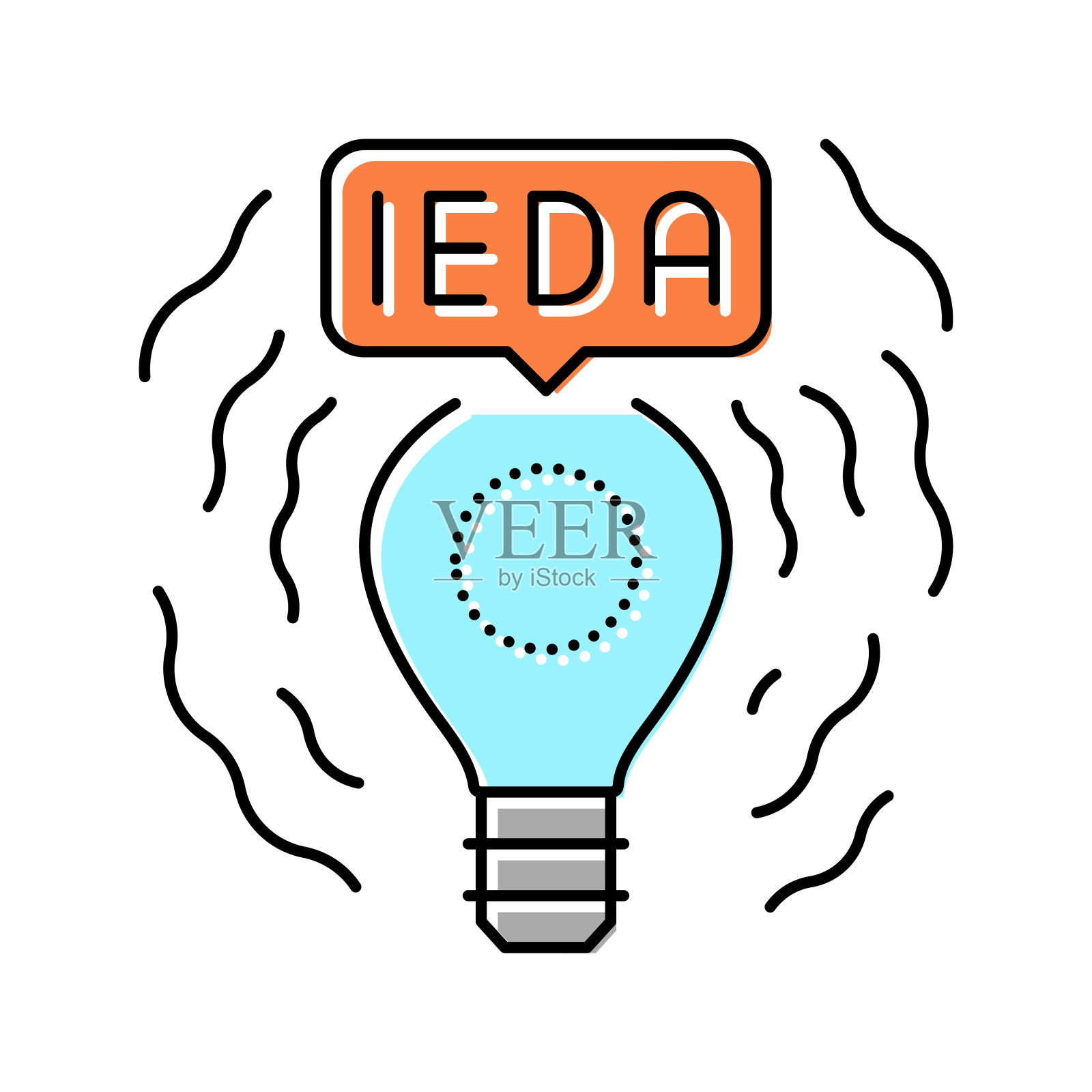 想法灯泡颜色图标矢量插图插画图片素材