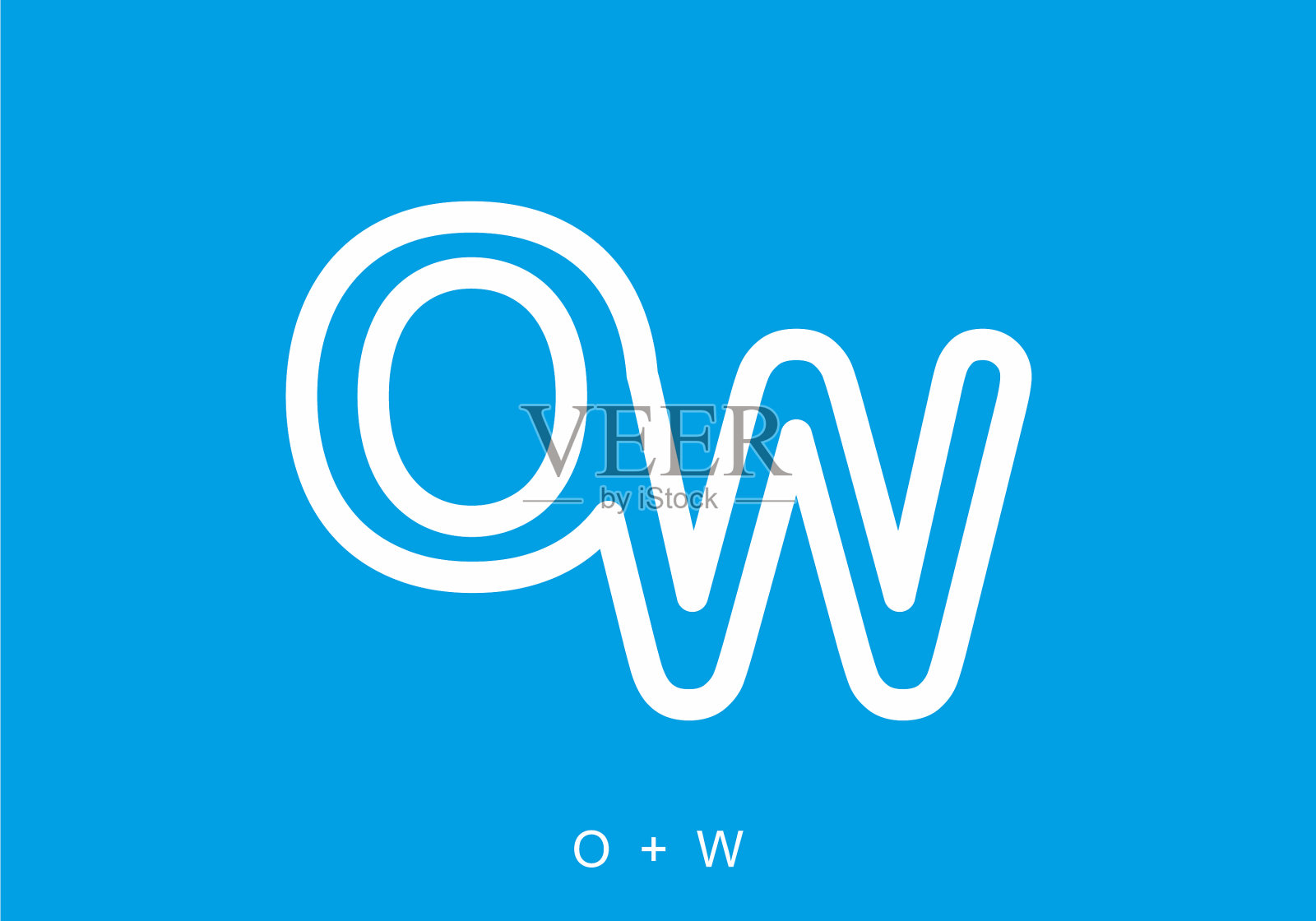 ow的首字母文本插画图片素材