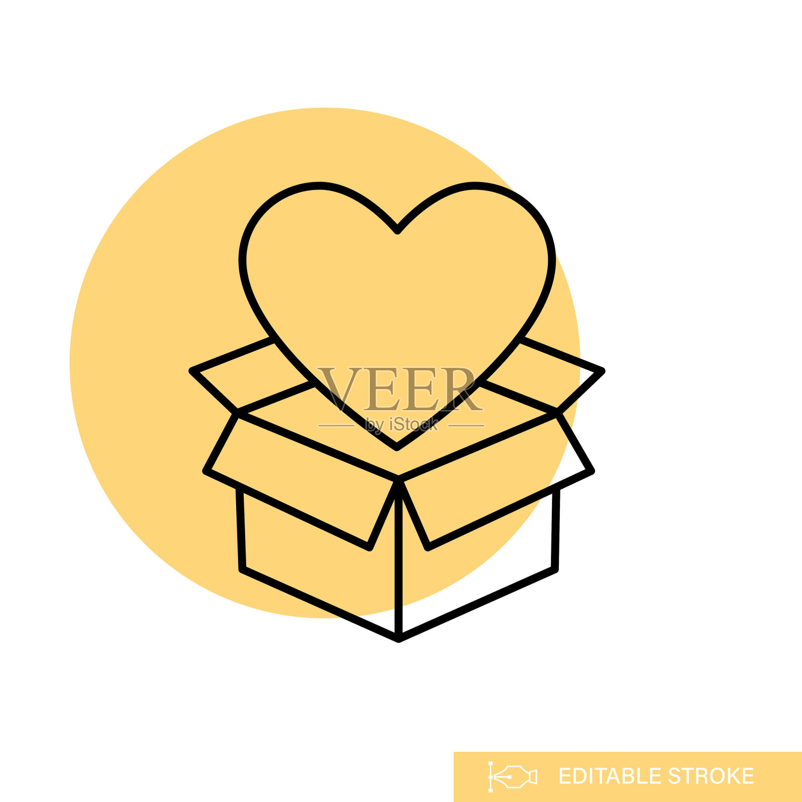 心脏捐赠箱-慈善和捐赠细线图标插画图片素材