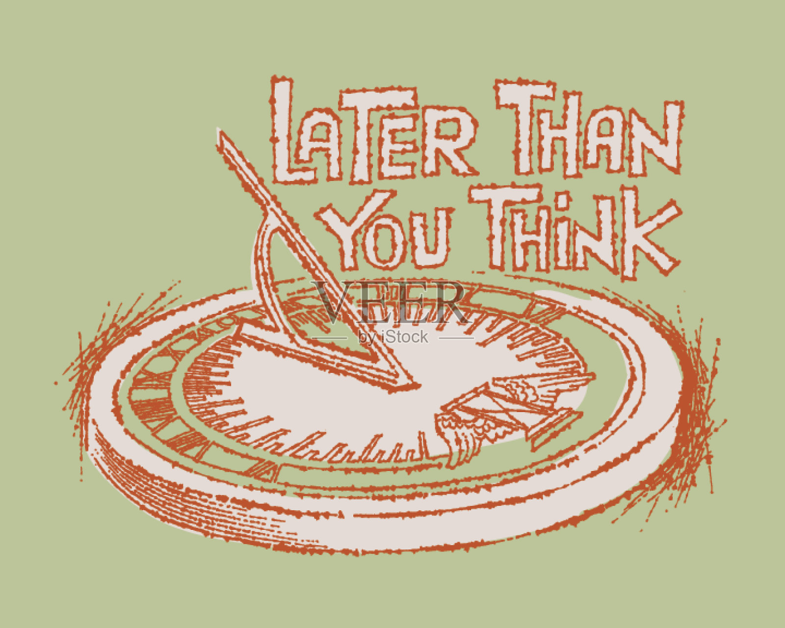 老式日晷和紧急警告插画图片素材