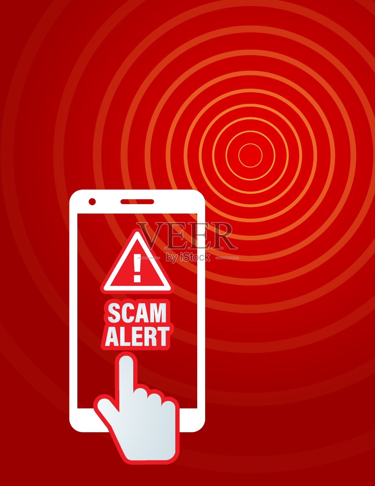 在智能手机屏幕上的诈骗警报通知插画图片素材