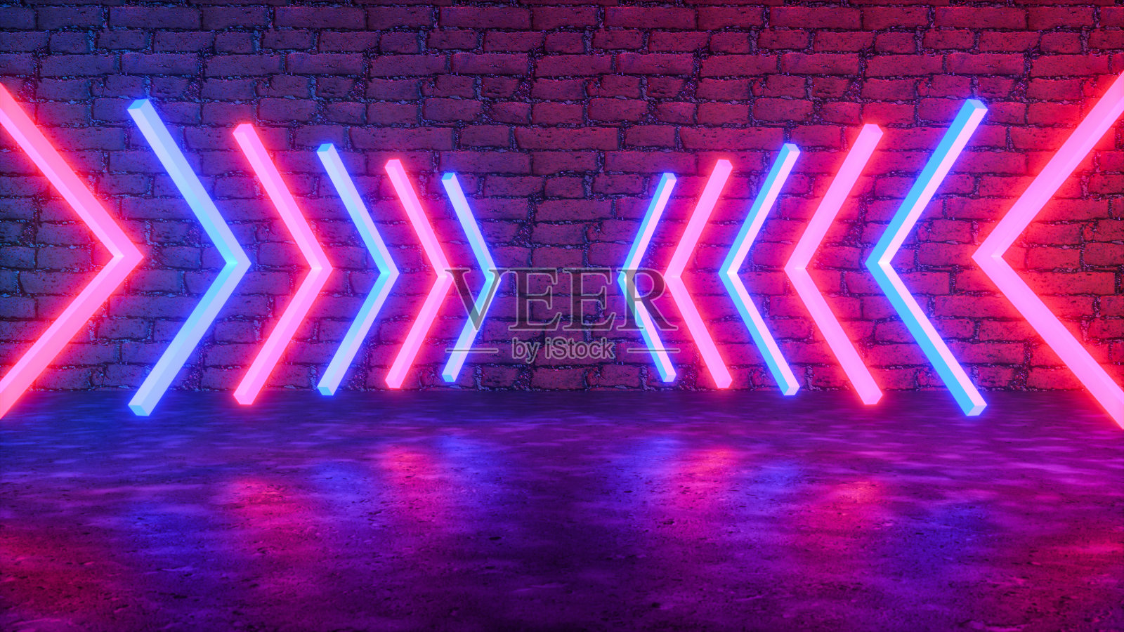 未来霓虹灯彩色箭头(3d渲染)照片摄影图片