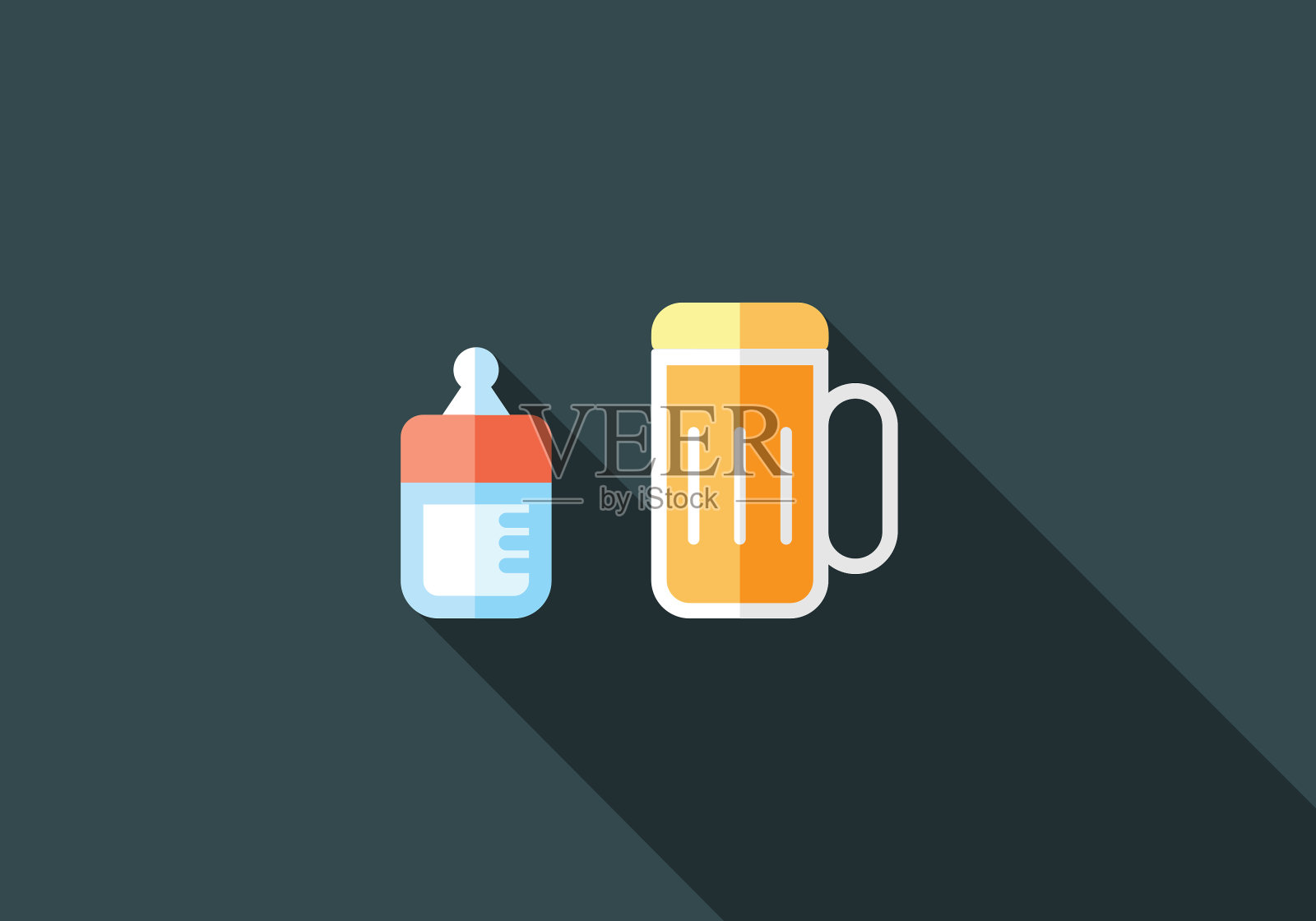 婴儿奶瓶和啤酒插画图片素材