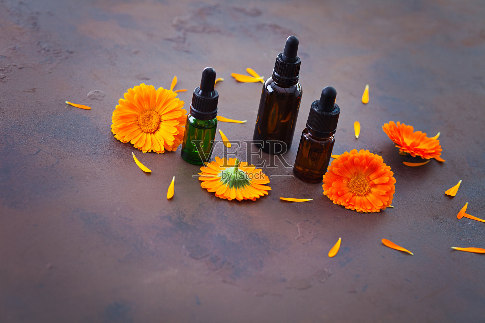 万寿菊或金盏花精油照片摄影图片