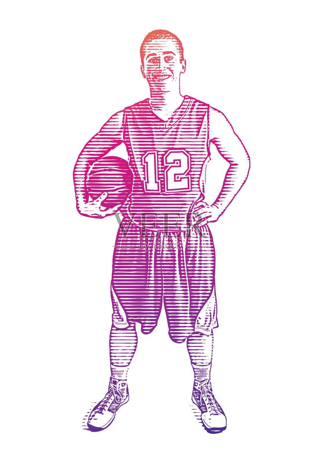 篮球运动员拿着篮球插画图片素材