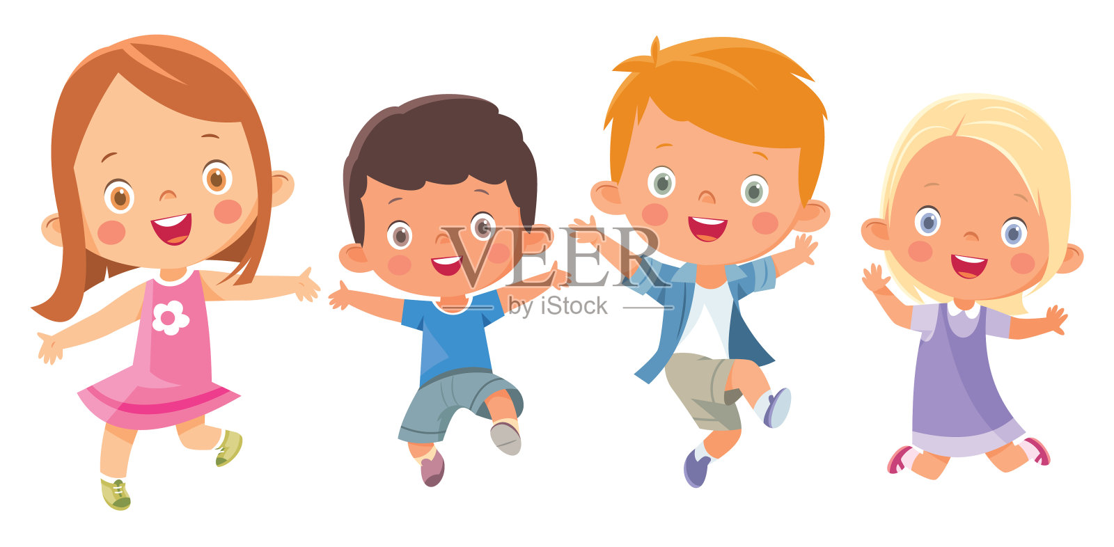 孩子们跳插画图片素材