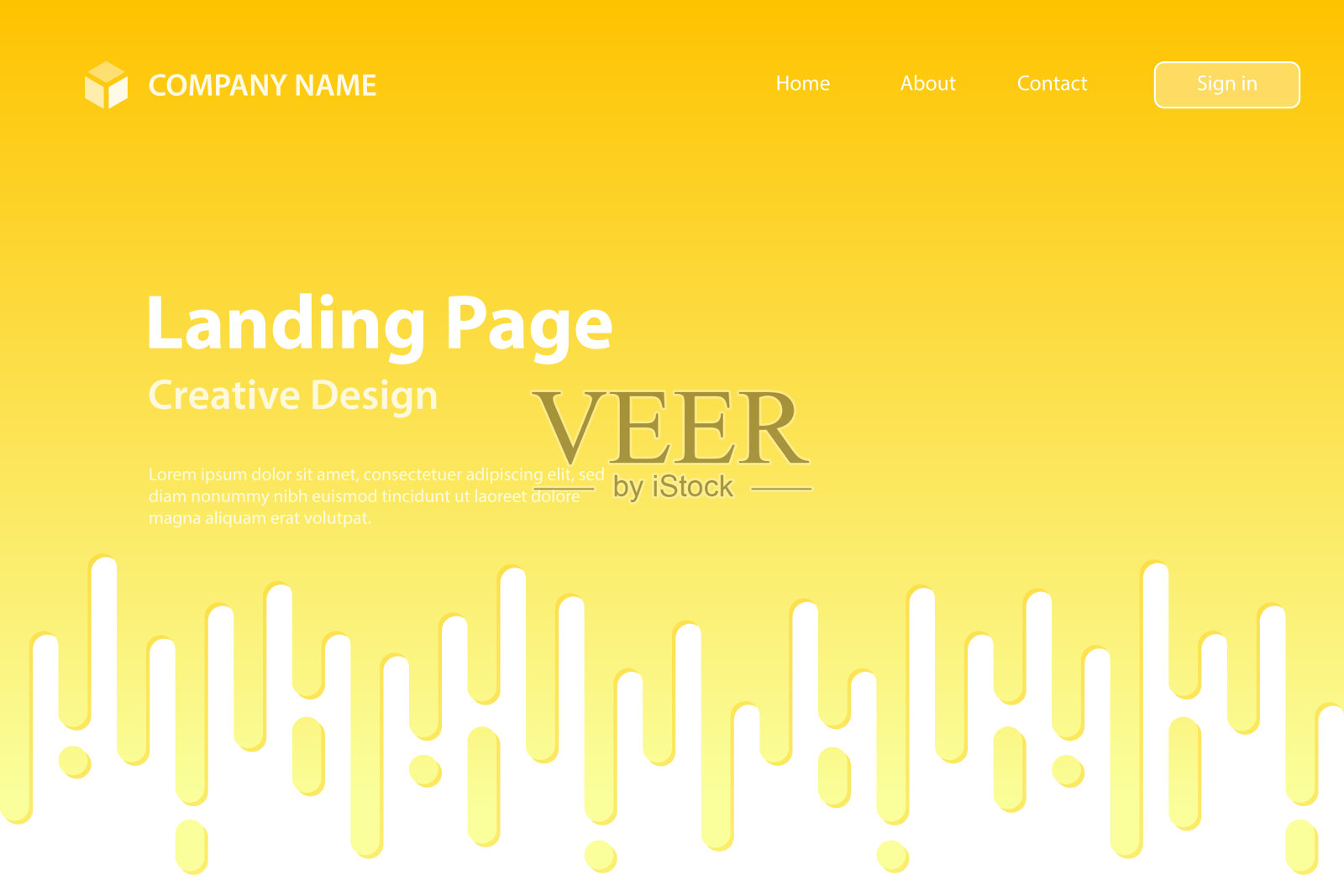 登陆页模板-抽象圆角线-半色调过渡-黄色无缝背景插画图片素材