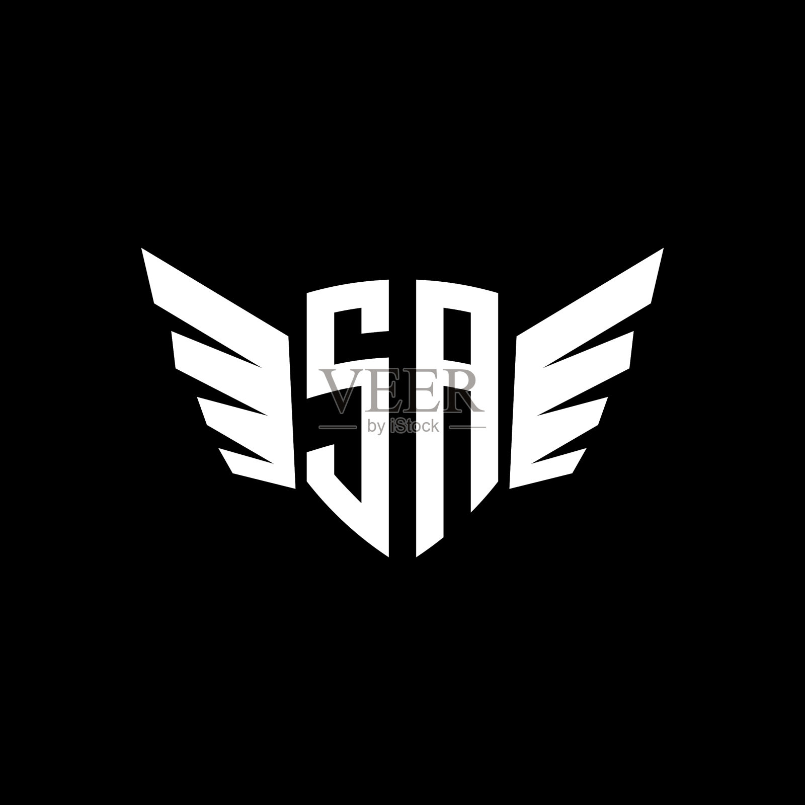 Sa字母组合翅形风格插画图片素材