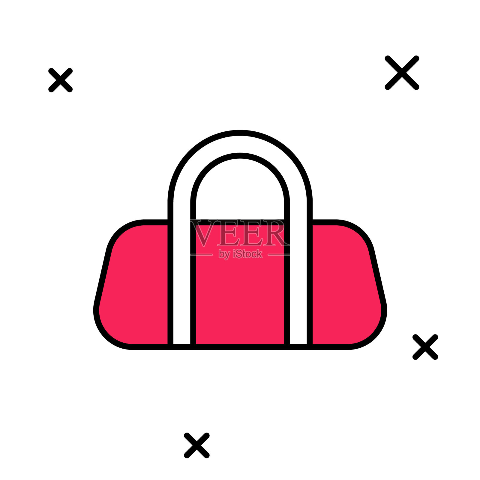 填充轮廓运动包图标孤立的白色背景。向量图标素材