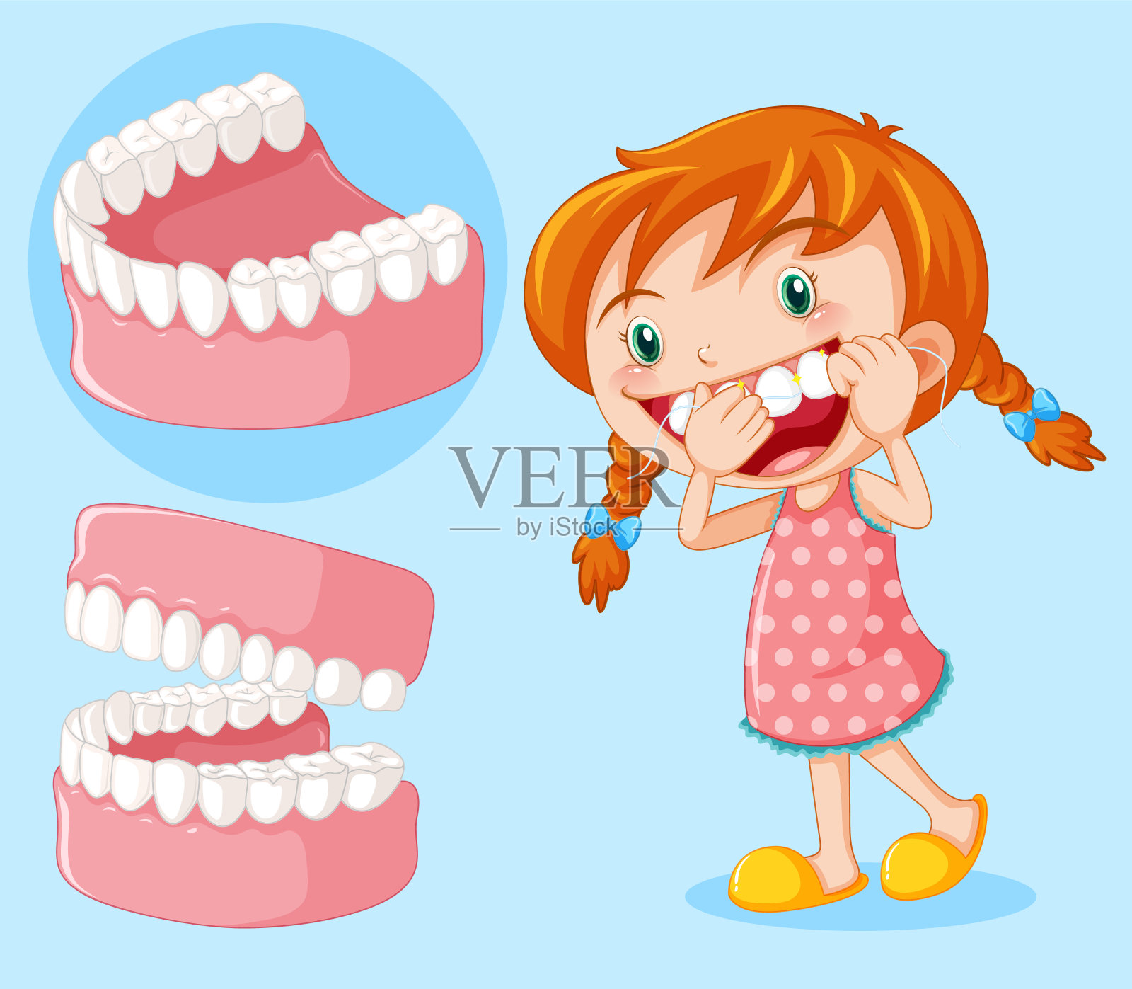 女孩展示她的鞋子插画图片素材