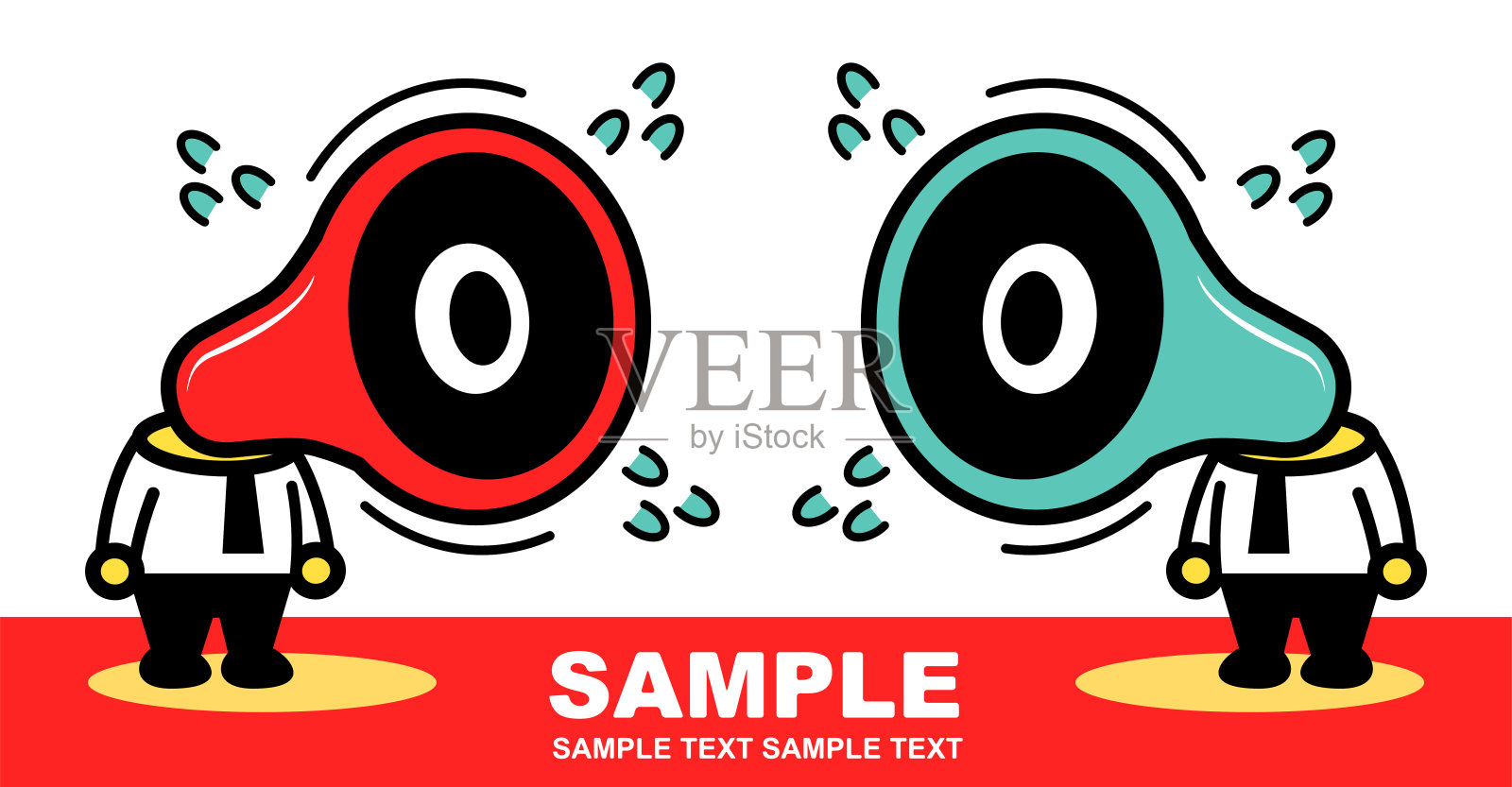 两个戴着扩音器的独特商人正在交谈插画图片素材