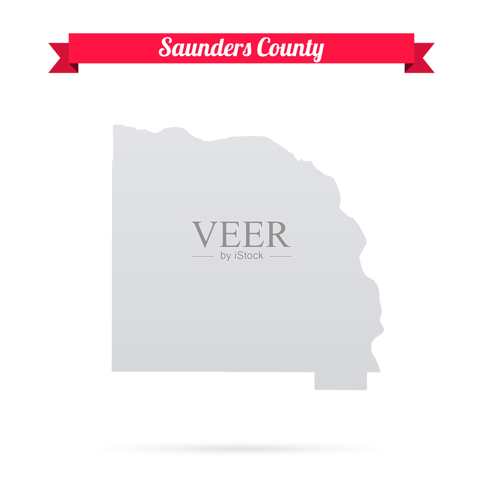 内布拉斯加州桑德斯县。白底红旗地图插画图片素材