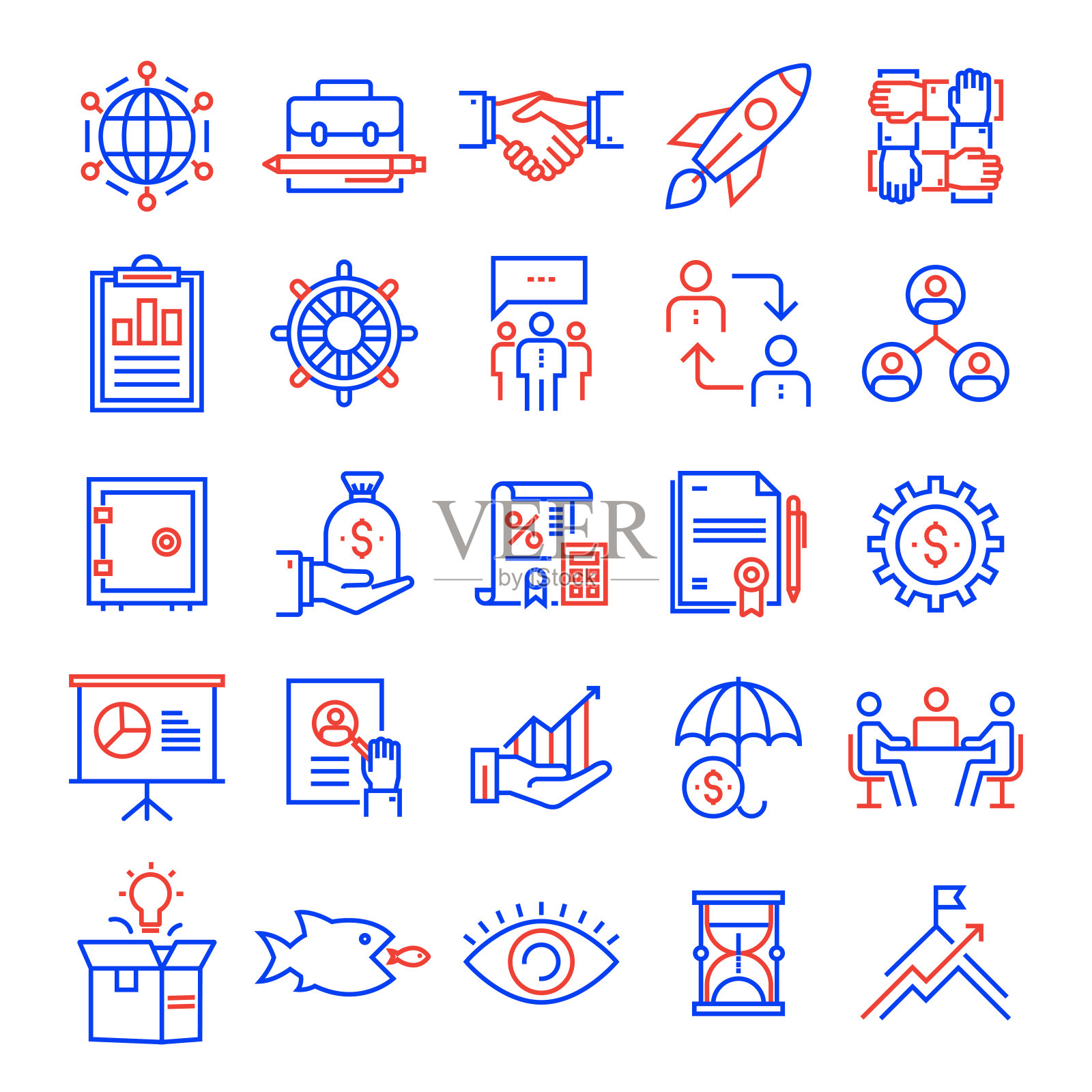 一组业务相关的线路图标。可编辑的中风。简单的轮廓图标。图标素材