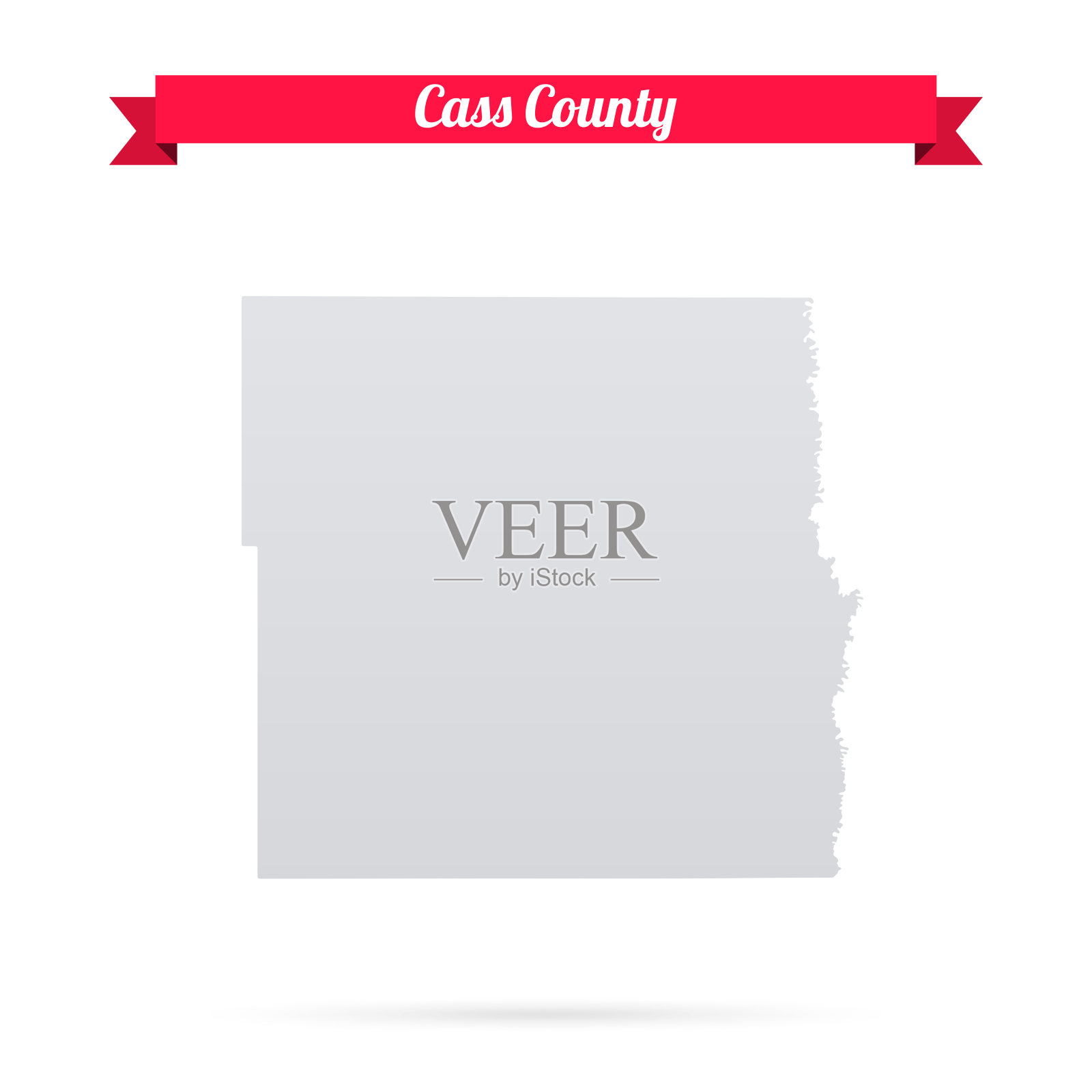 北达科他州卡斯县。白底红旗地图插画图片素材