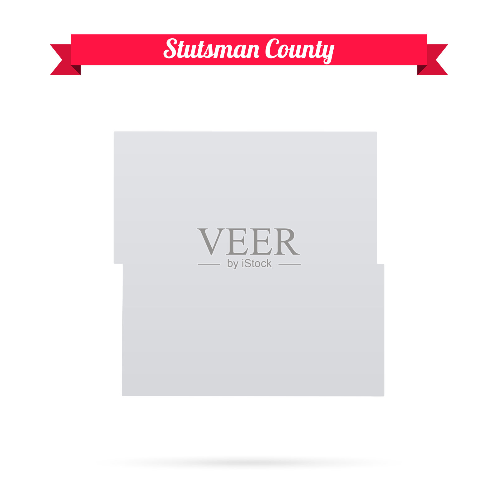 北达科他州斯图斯曼县。白底红旗地图插画图片素材