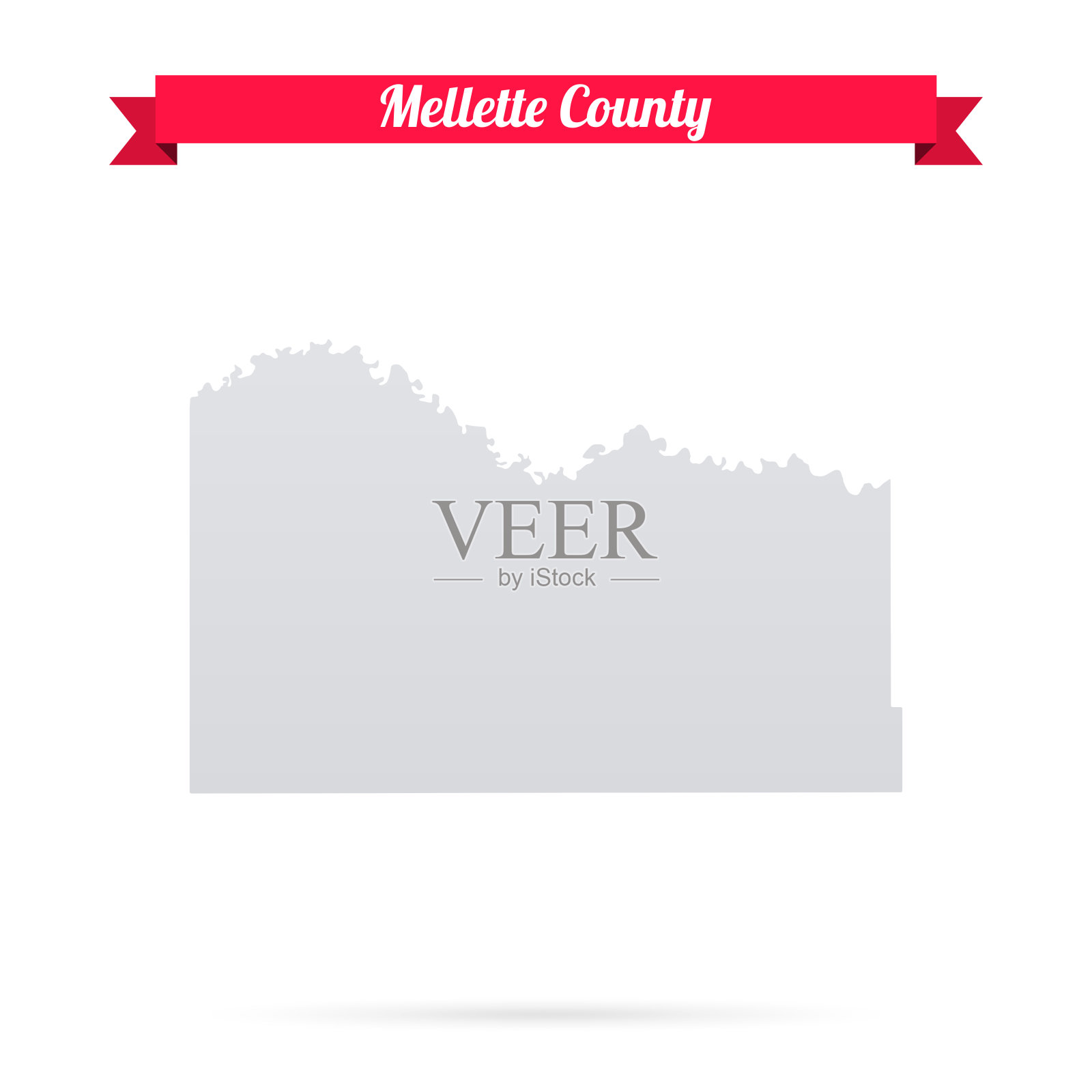 南达科他州的梅莱特县。白底红旗地图插画图片素材