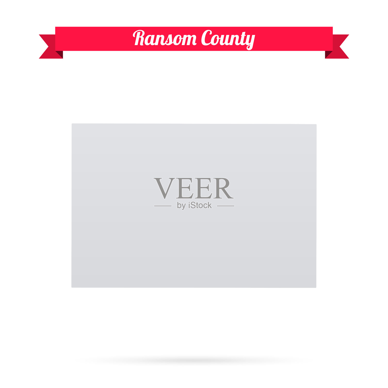 兰森县，北达科他州。白底红旗地图插画图片素材