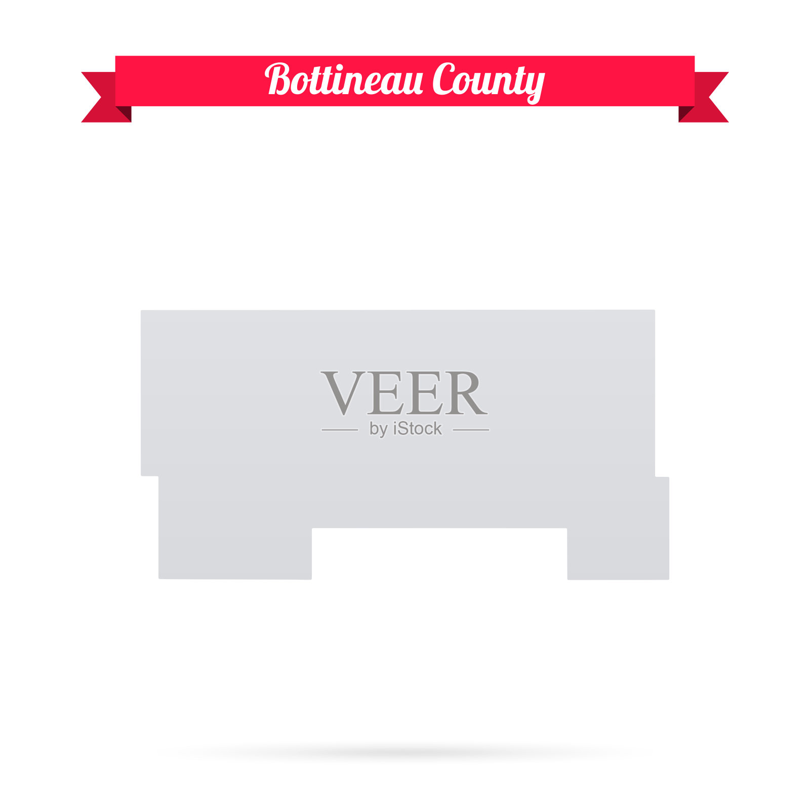 北达科他州的波蒂诺县。白底红旗地图插画图片素材