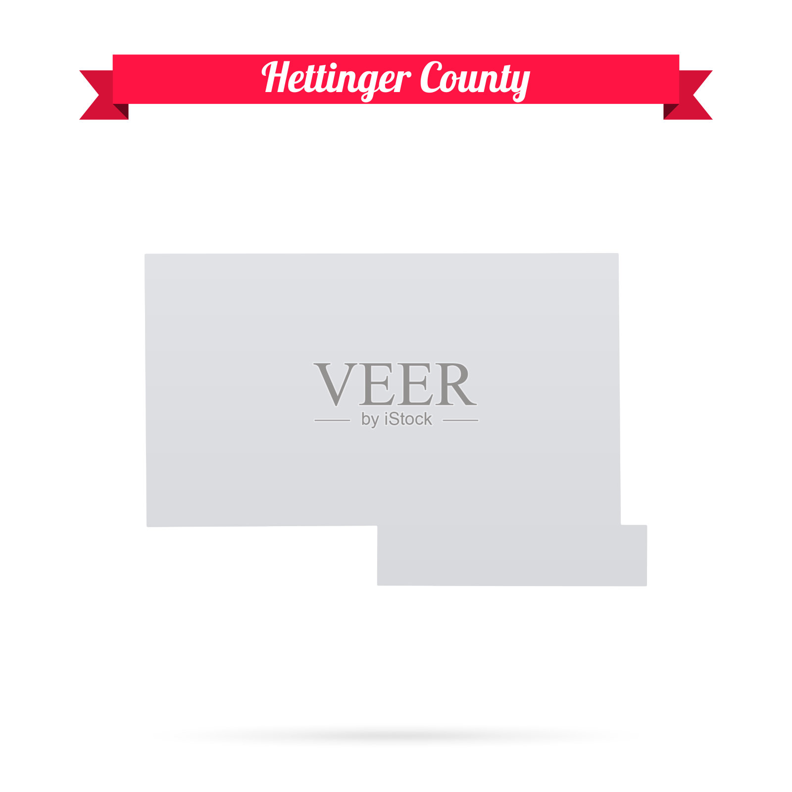 北达科他州的Hettinger县。白底红旗地图插画图片素材