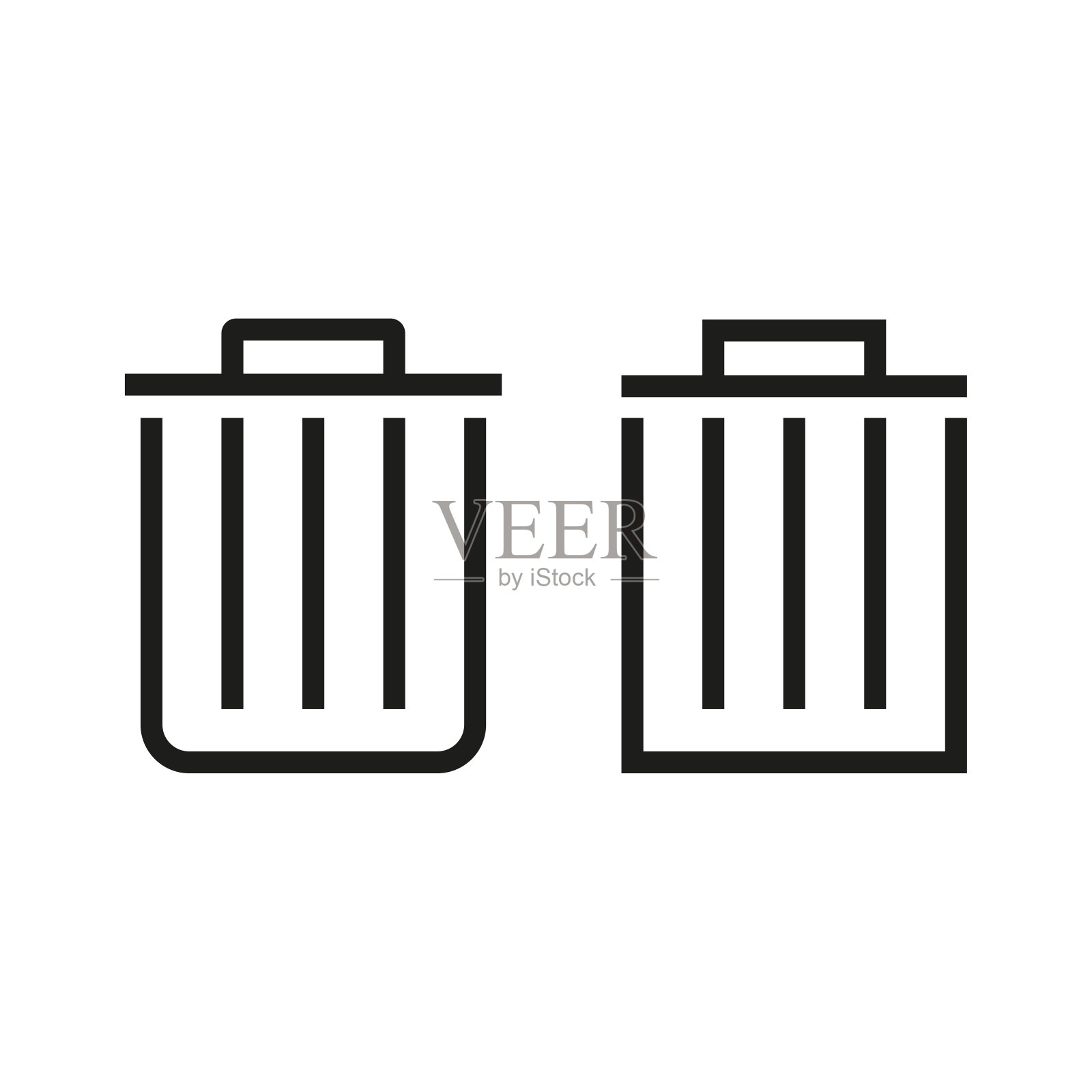 垃圾桶图标集。废纸篓，废纸图标。矢量插图。每股收益10。图标素材