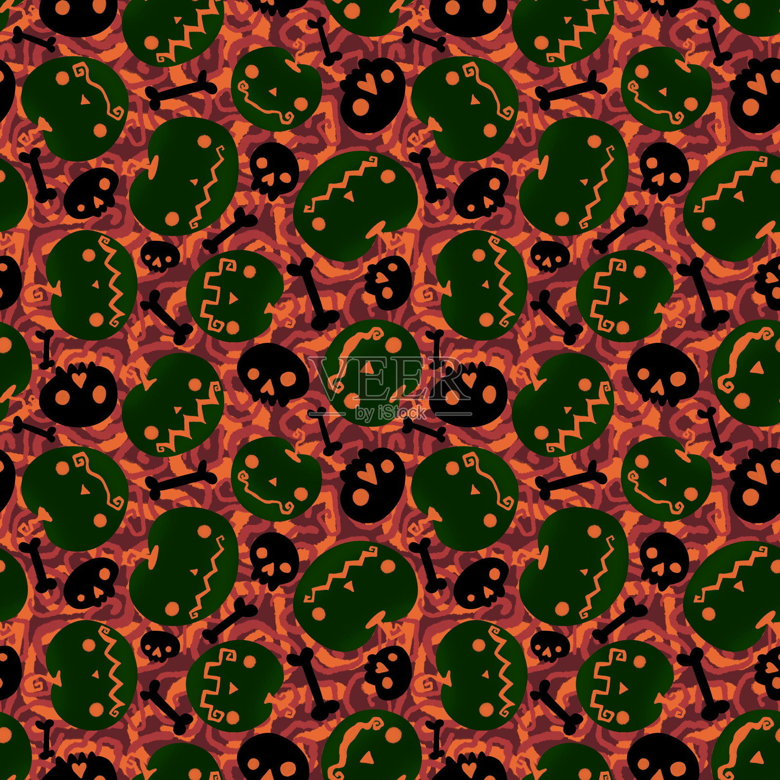 万圣节无缝图案用于织物和纺织品及包装插画图片素材