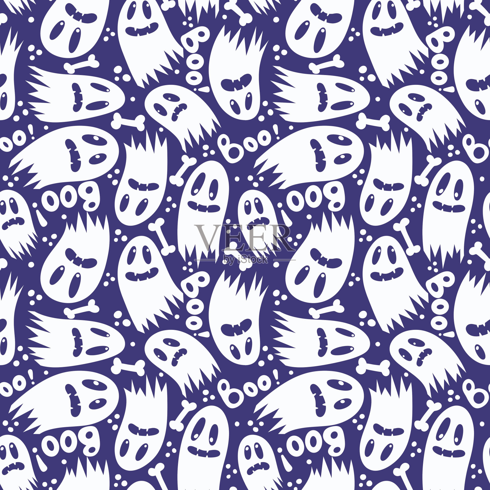 万圣节幽灵图案用于织物和纺织品及包装插画图片素材