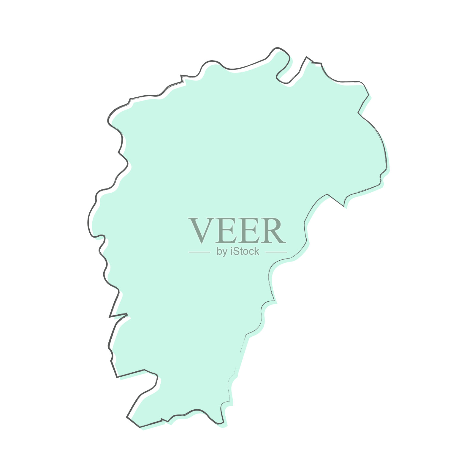 白底手绘江西地图-新潮设计插画图片素材