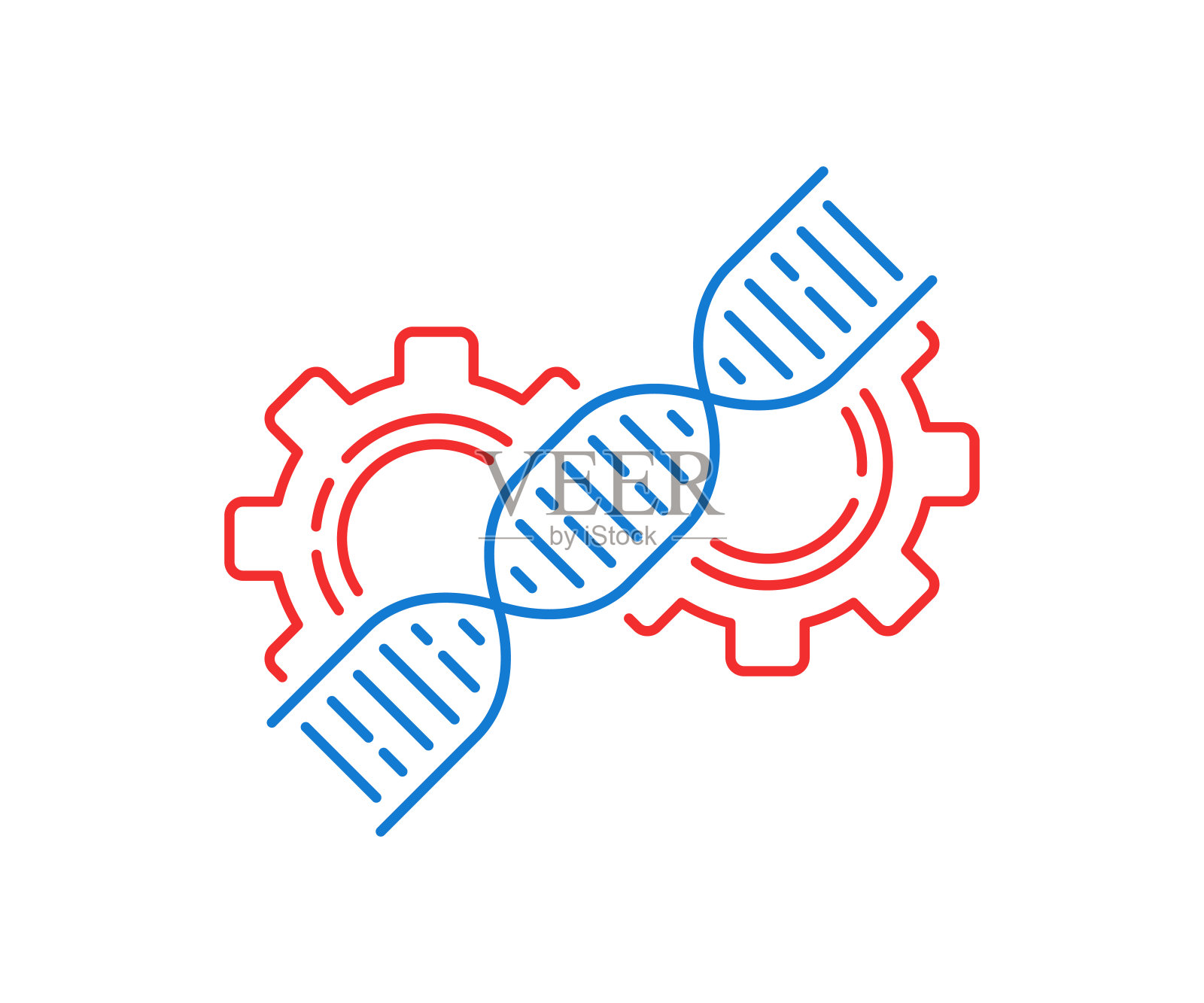 红色和蓝色的DNA或基因编辑简单的图标插画图片素材