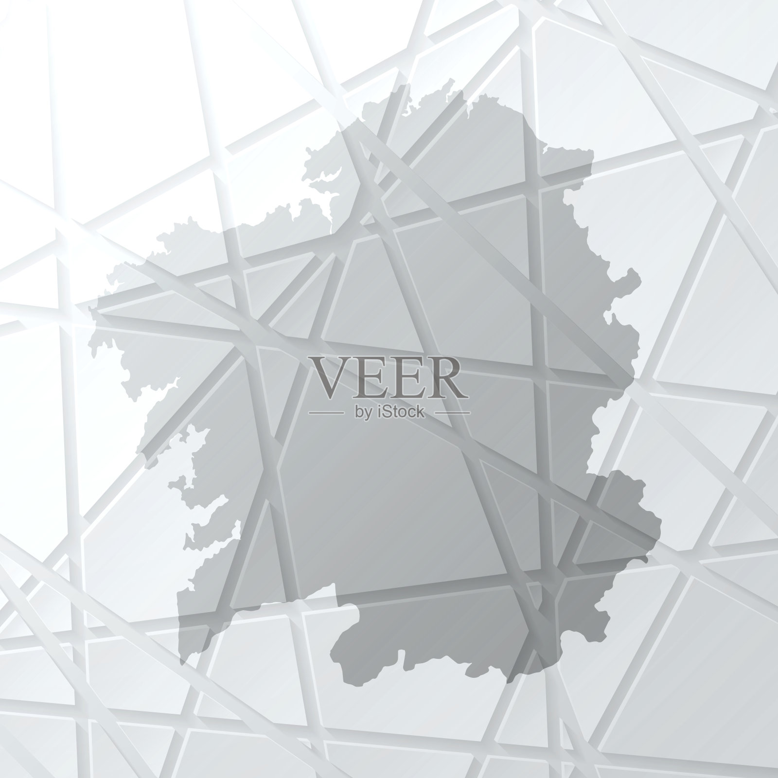 加利西亚地图与网状网络在白色背景插画图片素材