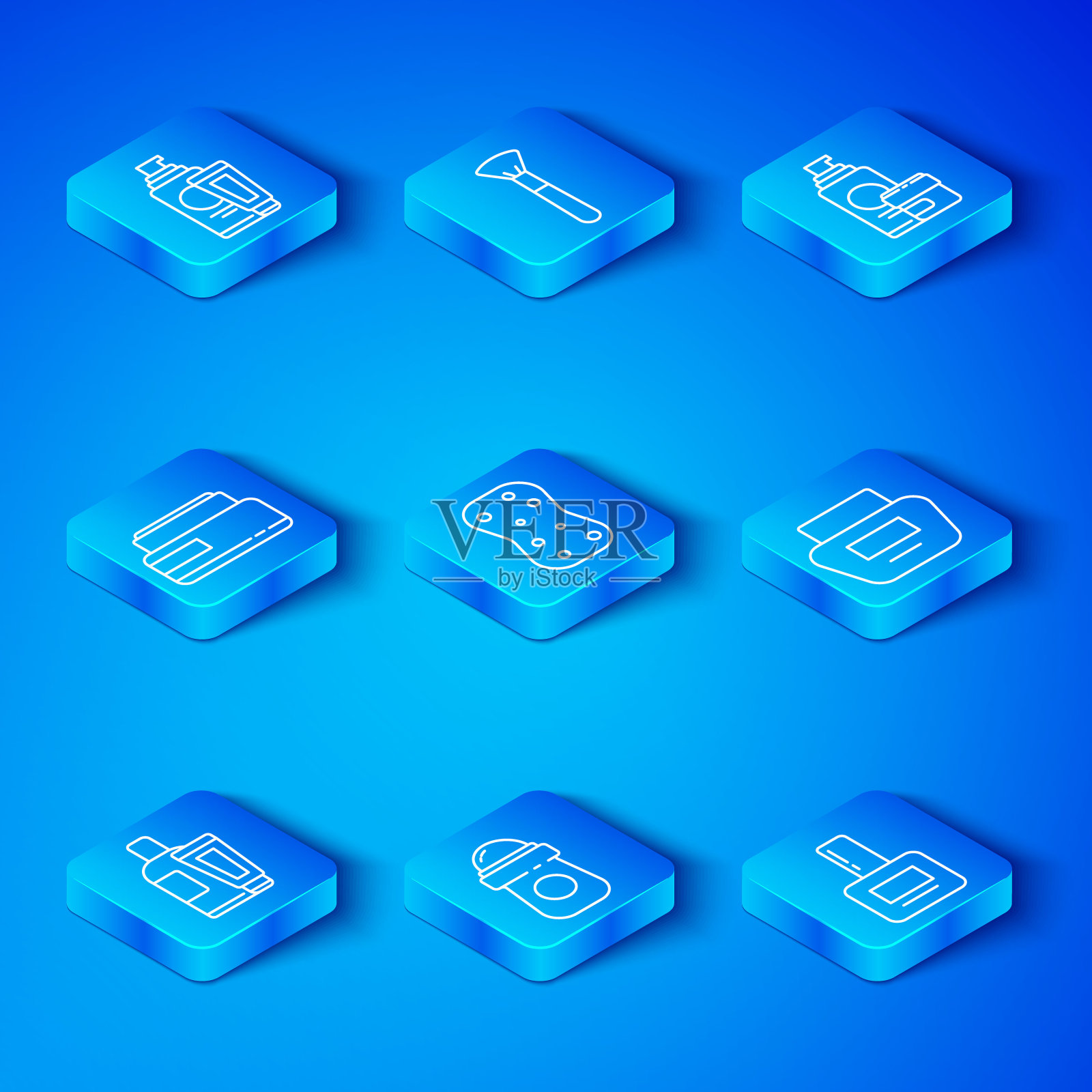 设置线面霜或乳液化妆品管，海绵与泡沫，止汗除臭剂卷，和指甲油瓶图标。向量图标素材