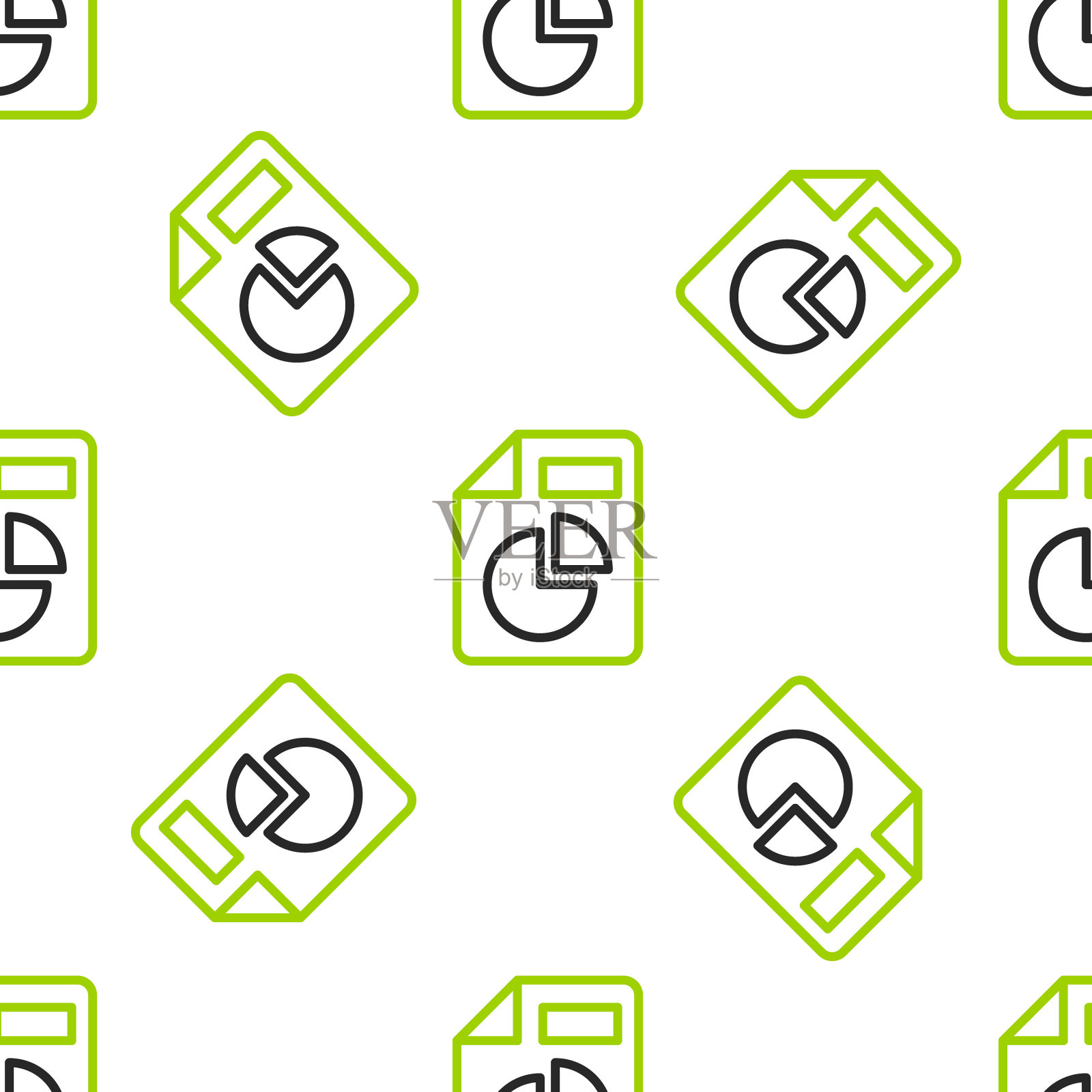 线条文档与图表图标隔离无缝图案在白色背景上。报告文本文件图标。会计的迹象。审计、分析、计划。向量图标素材