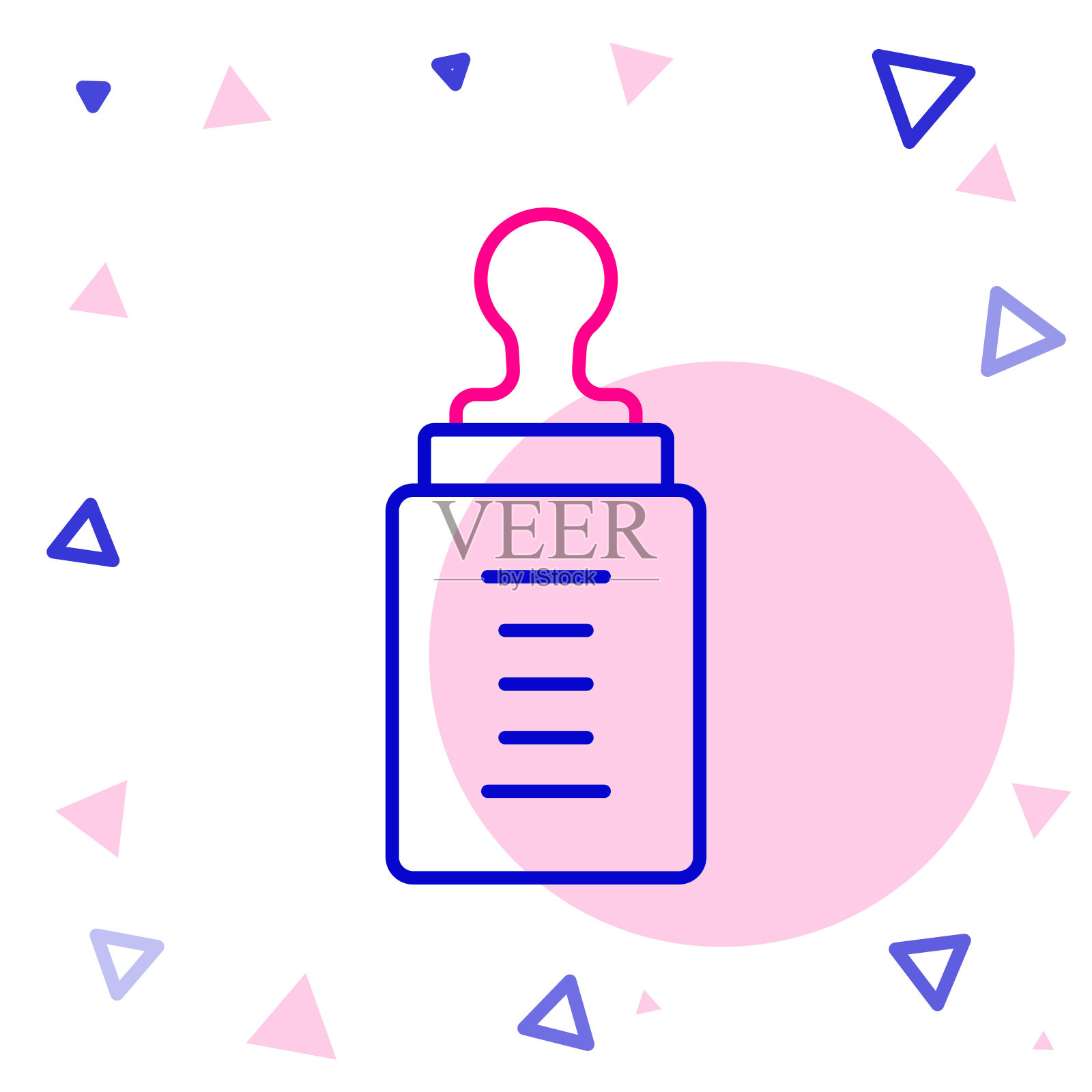 线婴儿奶瓶图标孤立的白色背景。喂奶瓶图标。牛奶瓶的标志。色彩缤纷的轮廓概念。向量插画图片素材