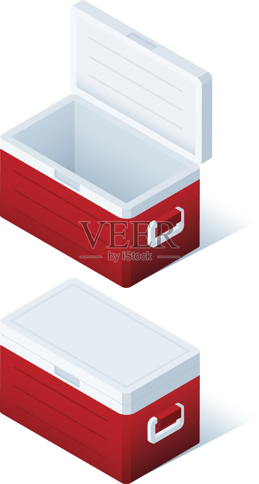 打开和关闭冰冷却器插画图片素材